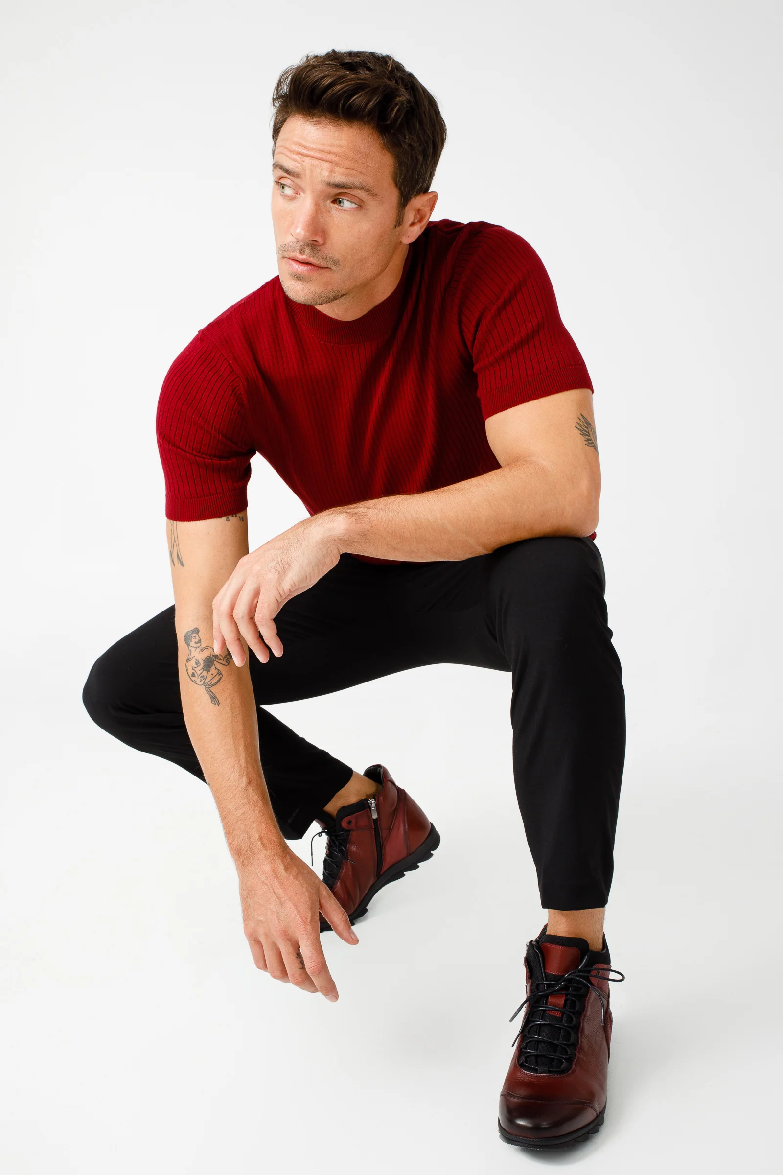 The Houston Leather Burgundy Lace-Up Casual Men Boot with a Zipper - Image 9