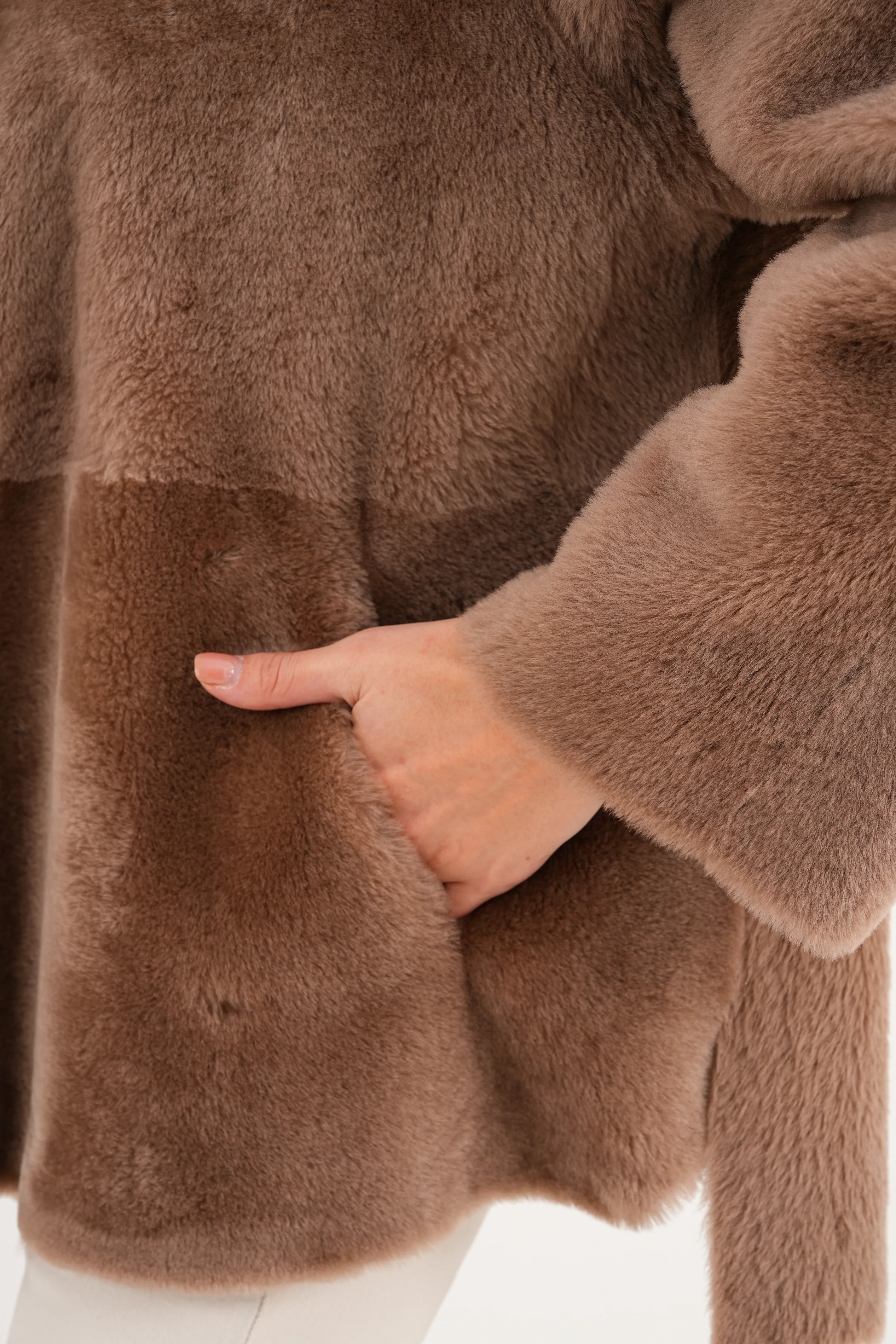 The Belluna Camel Reversible Shearling Women Jacket - Image 6