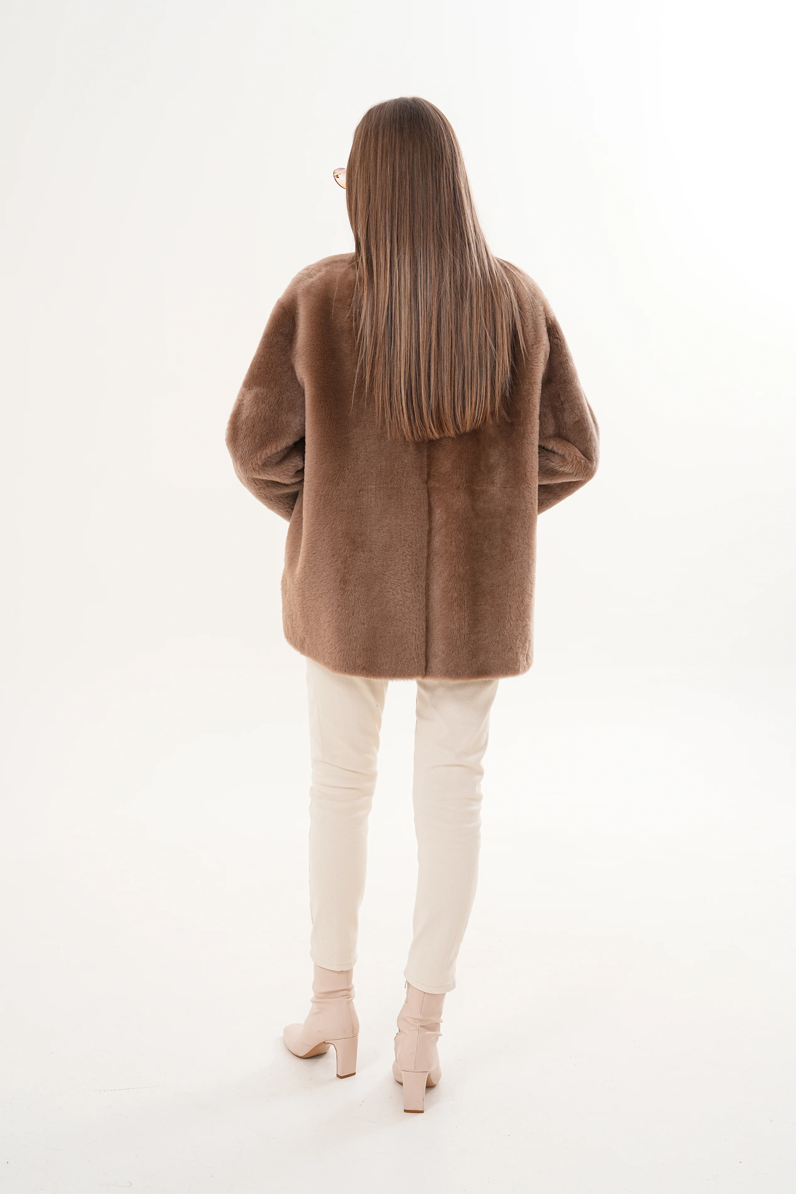 The Belluna Camel Reversible Shearling Women Jacket - Image 7