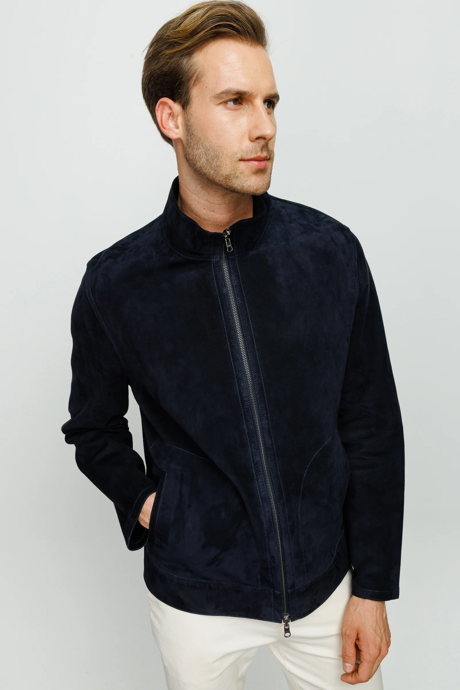 The Alba Navy Leather Men  Jacket - Image 7
