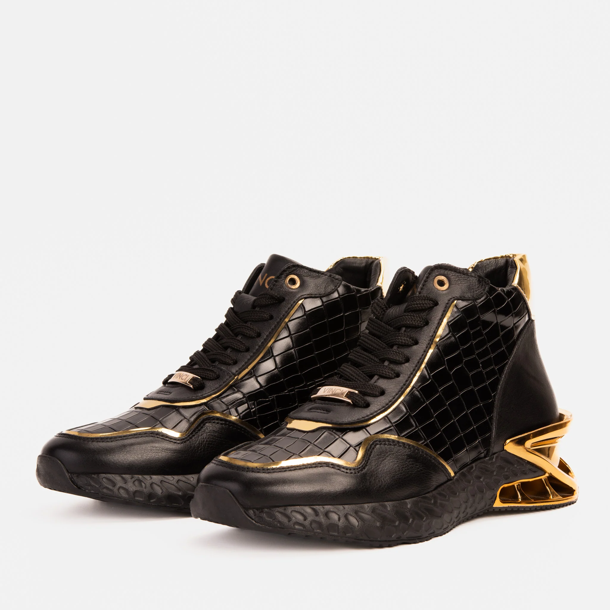 Bellagio Black & Gold High-Top Men Sneaker - Image 2
