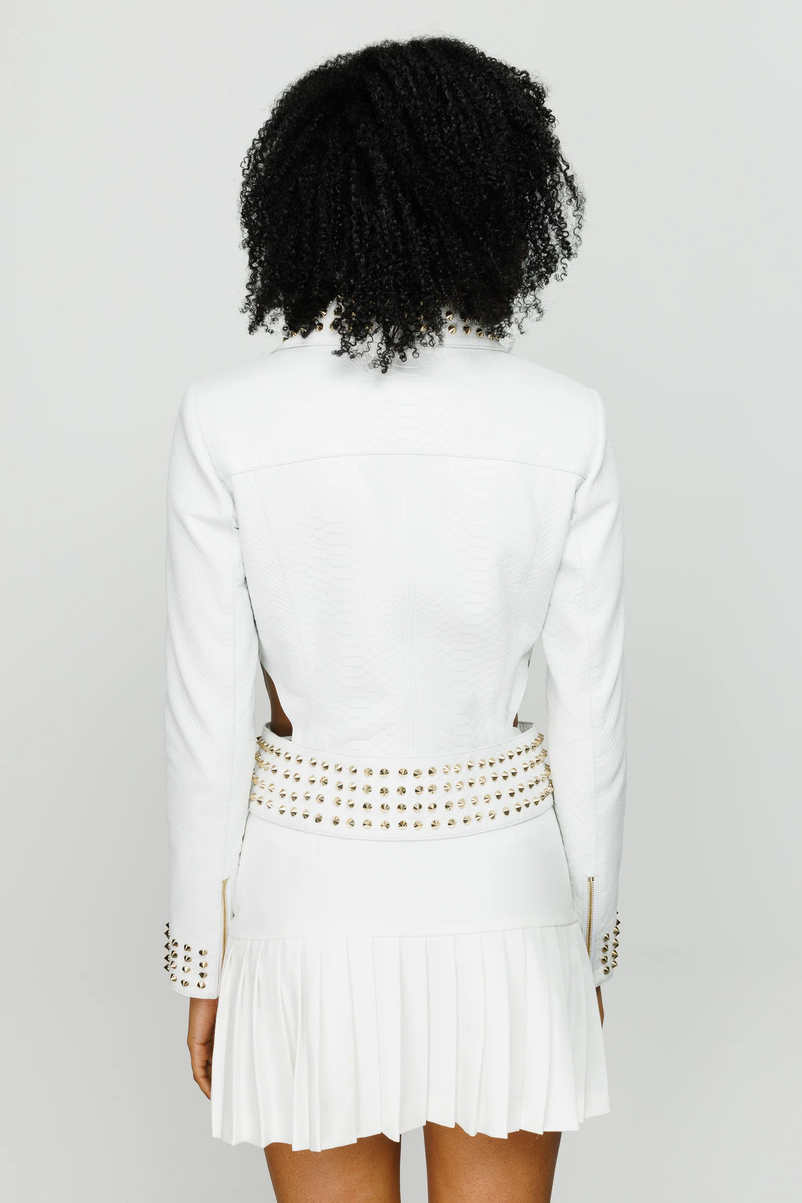 The Infanta White Leather Women Jacket - Image 13