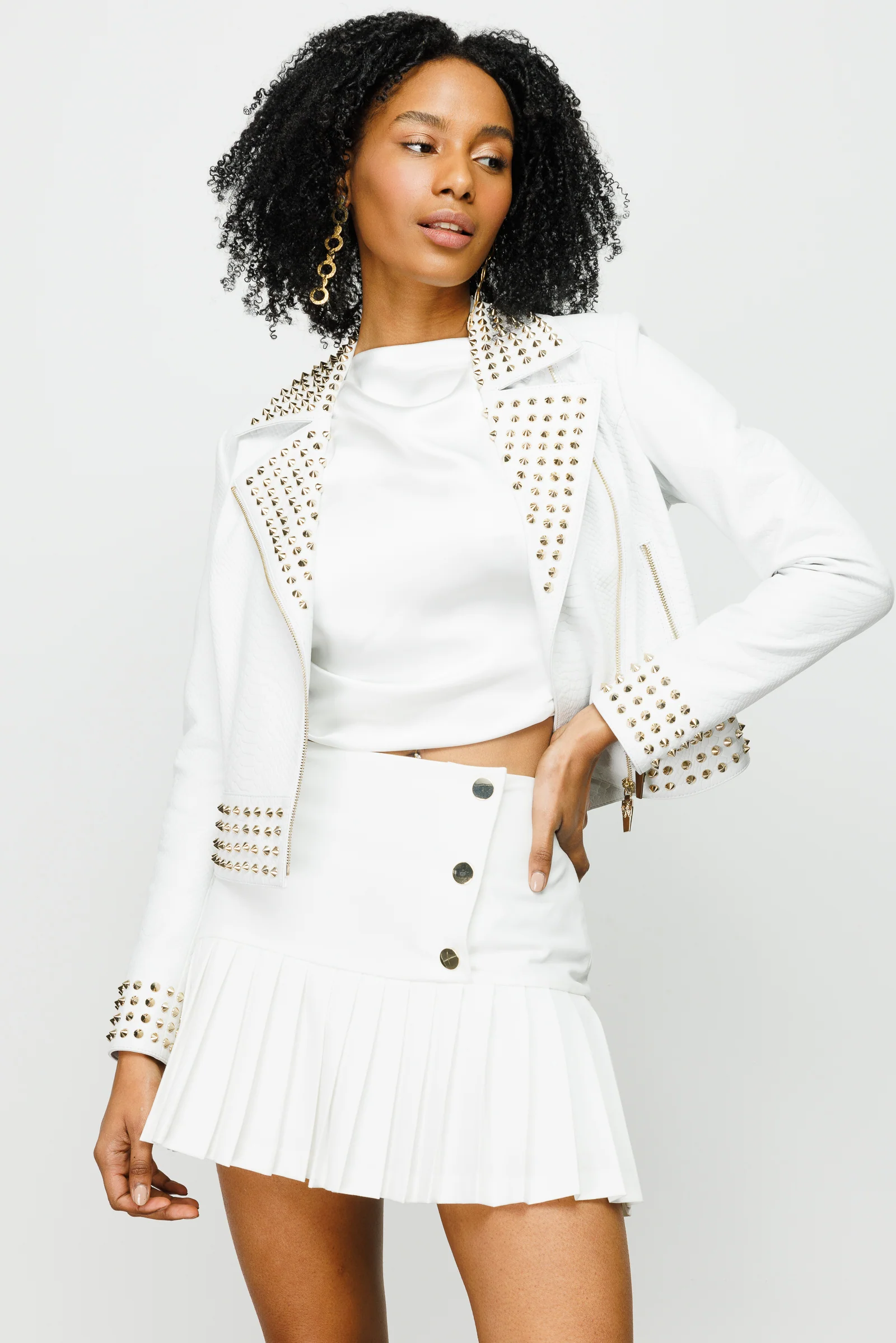 The Infanta White Leather Women Jacket - Image 3