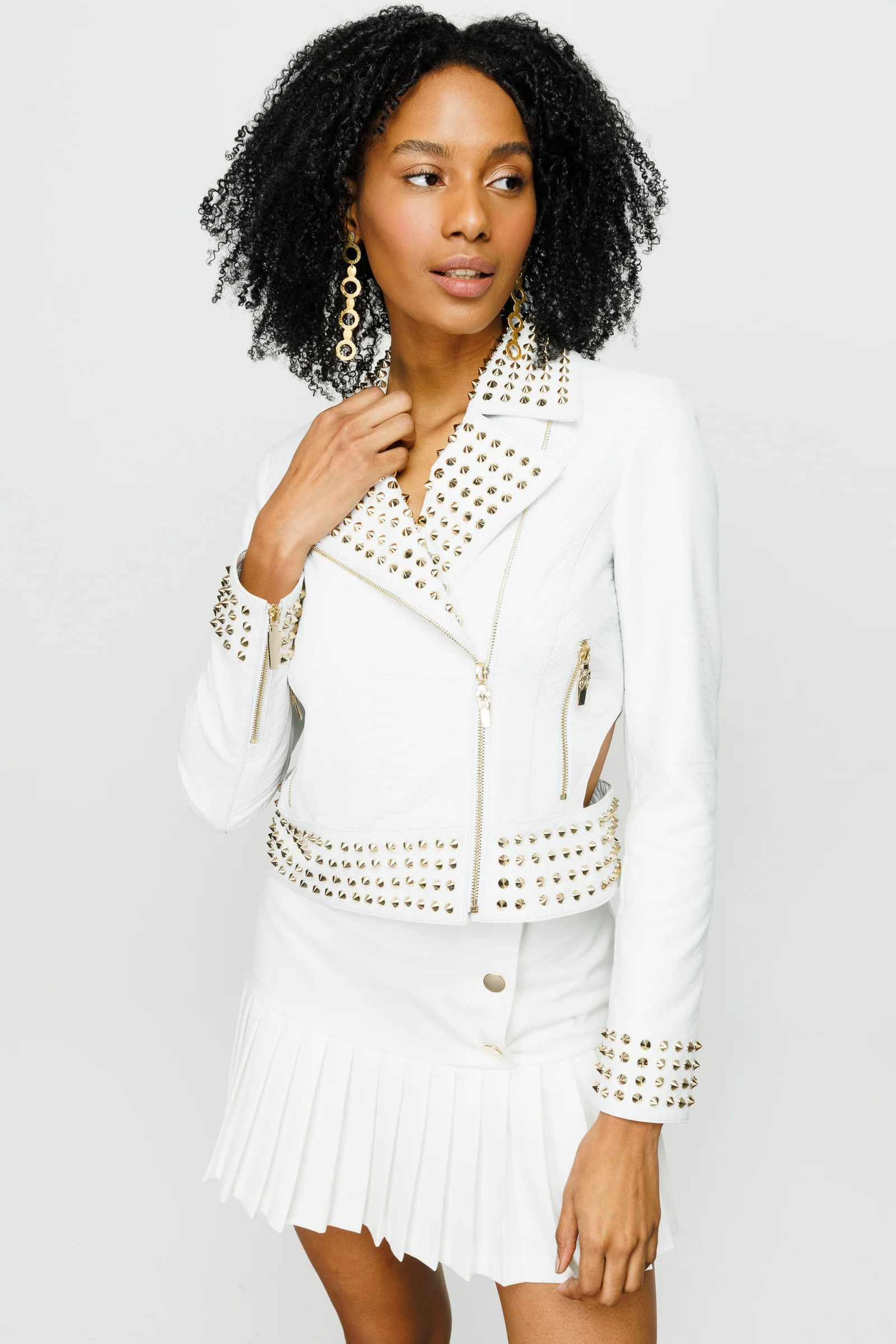 The Infanta White Leather Women Jacket - Image 7