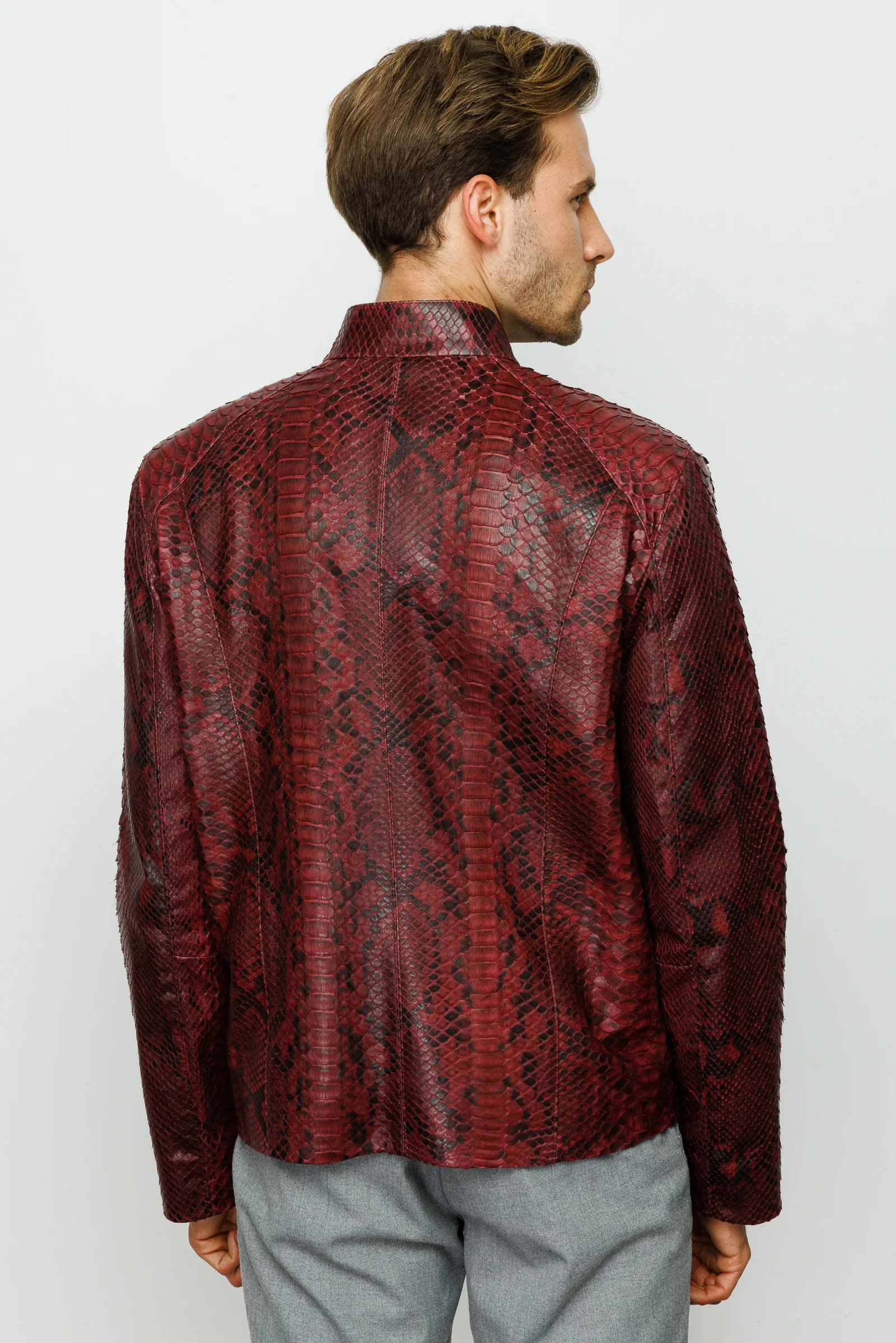 The Boss Pythn Burgundy Leather Men Jacket - Image 5
