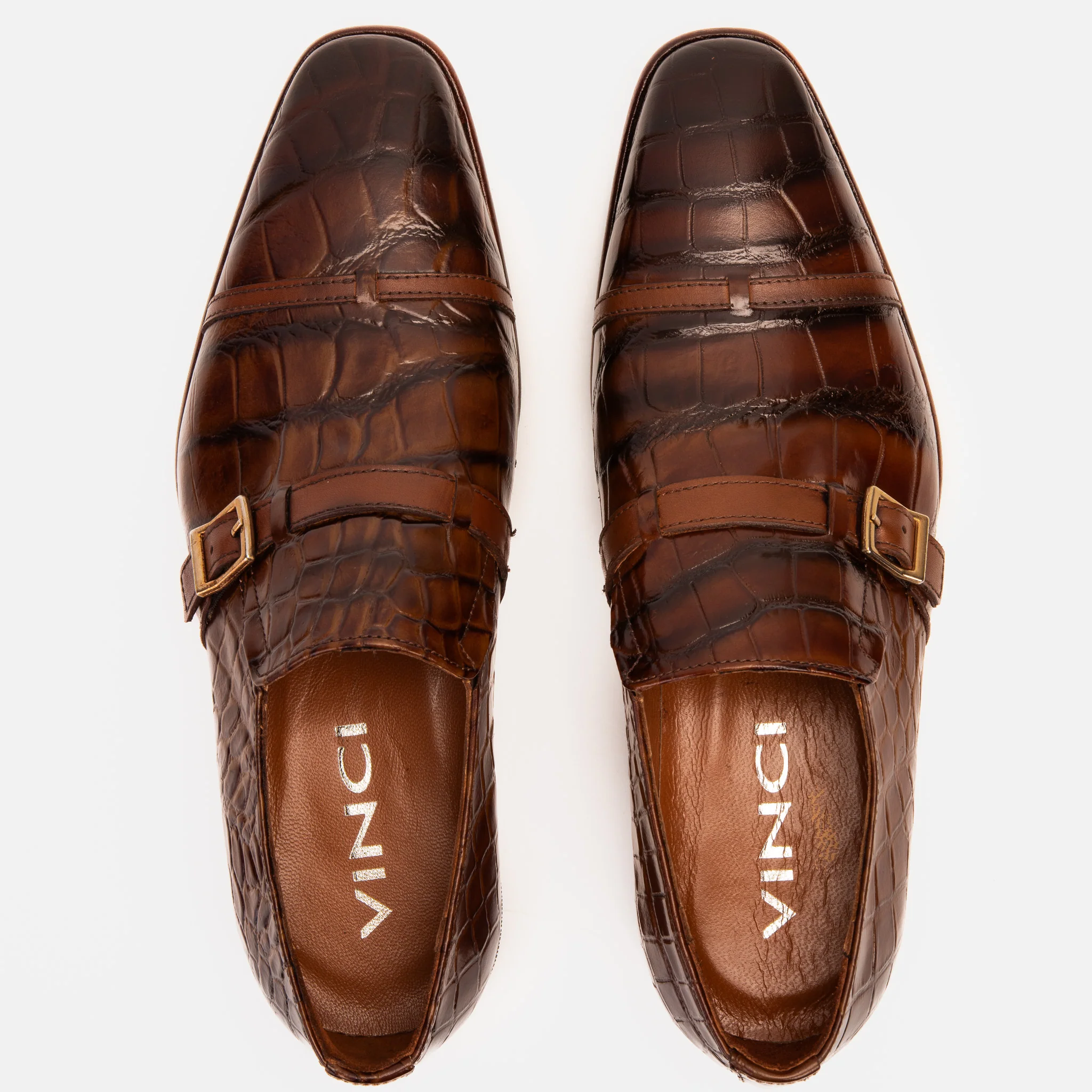 The Strat Single Monk Strap Cap Toe Brown Leather Handmade Men Shoe - Image 7