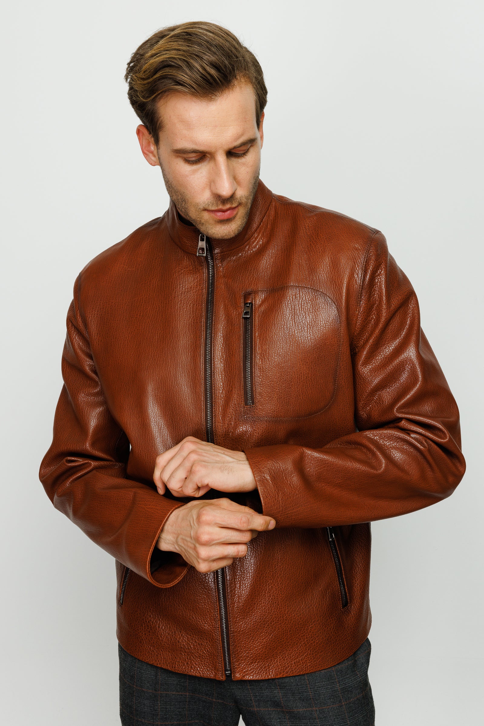 The Blanchard Brown Leather Men Jacket - Image 7