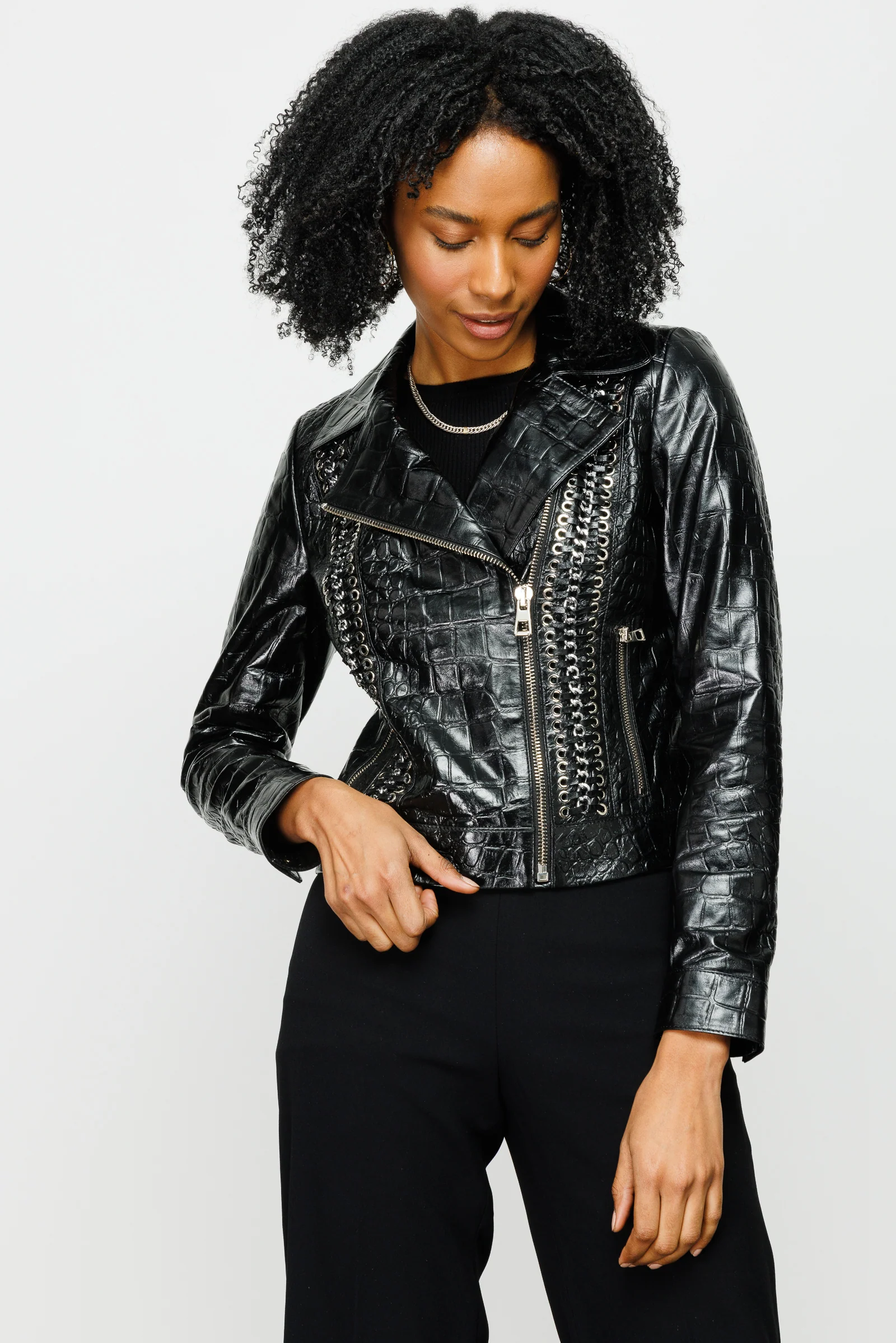 The Lante Black Leather Women Jacket - Image 6