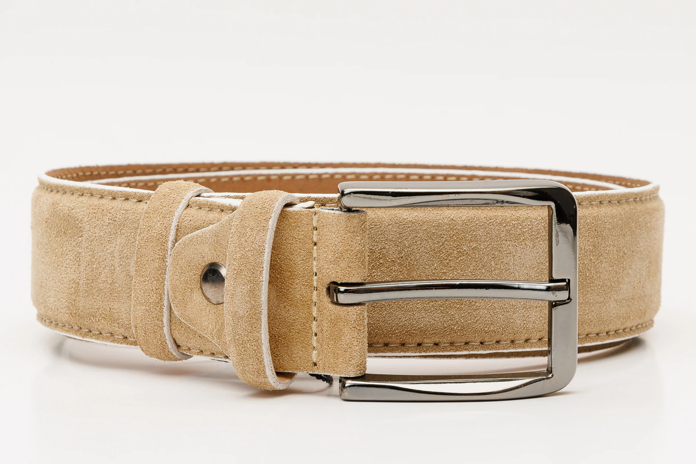 The Bari Beige Leather Belt - Image 5