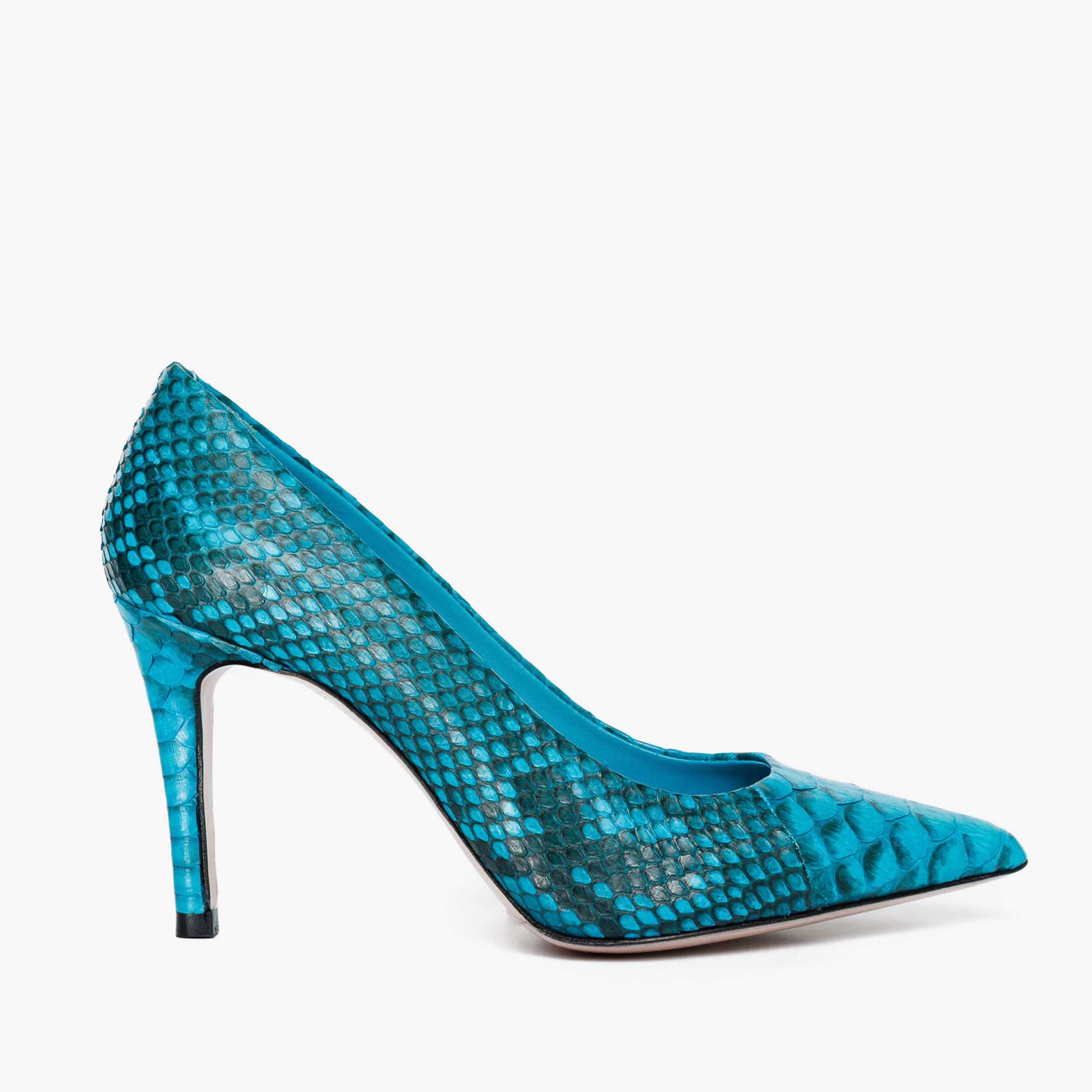 The Queenn Turquoise Pythn Leather Pump Women Shoe - Image 2