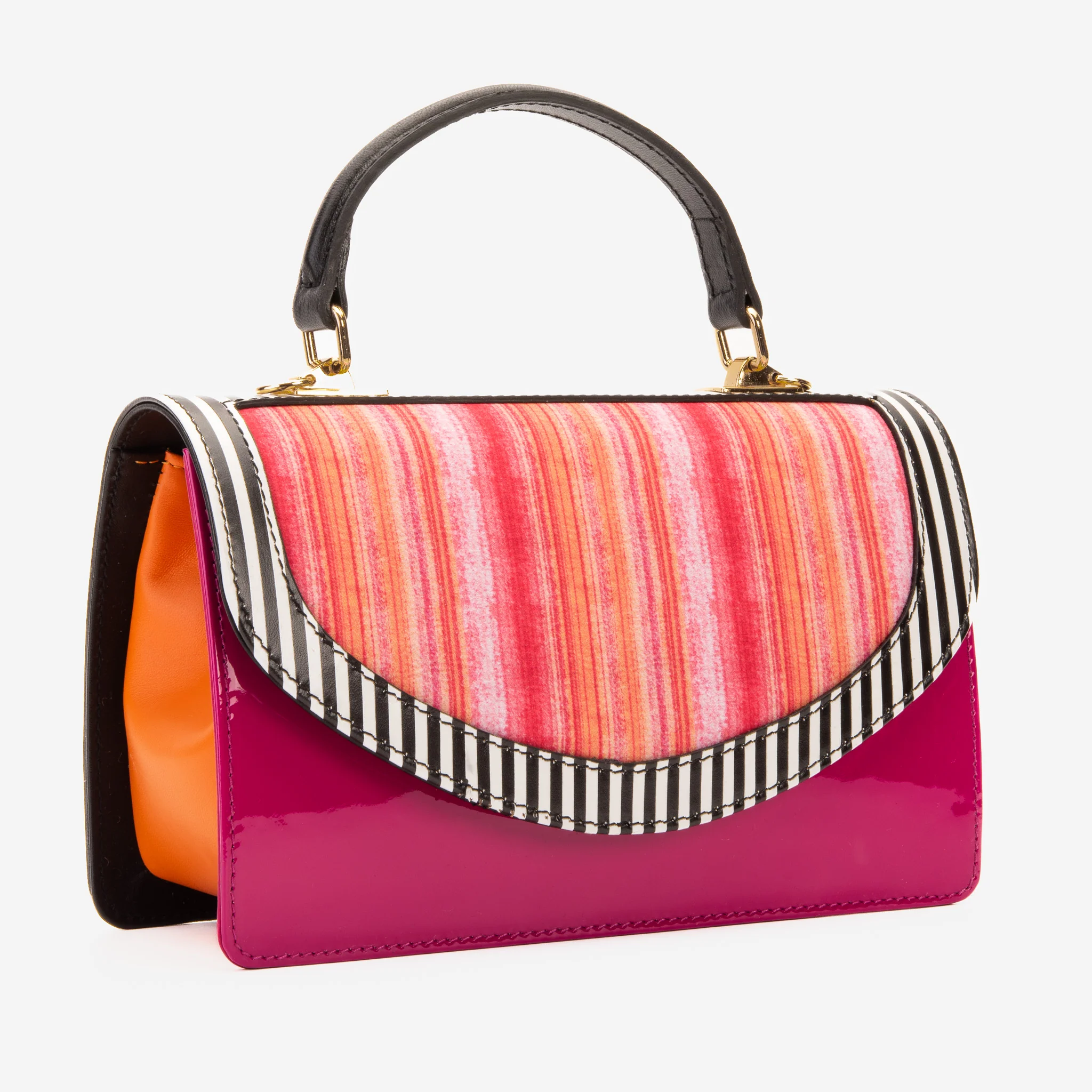 The Santa Amaro Striped Leather Handbag - Image 4