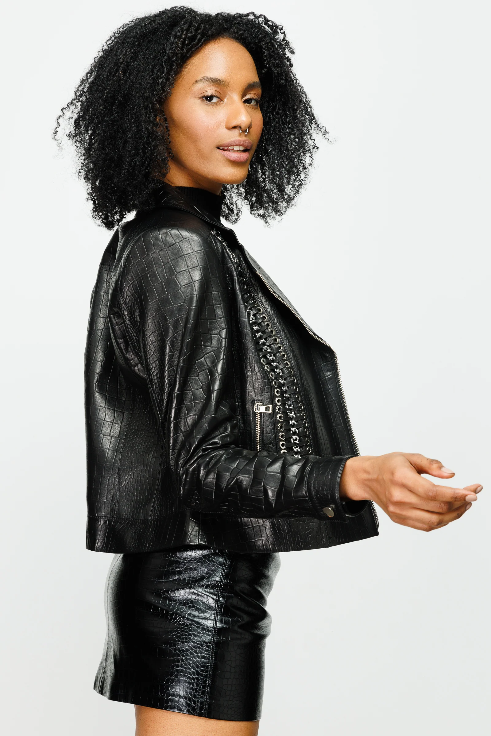 The Singapore Black Leather Women Jacket - Image 5