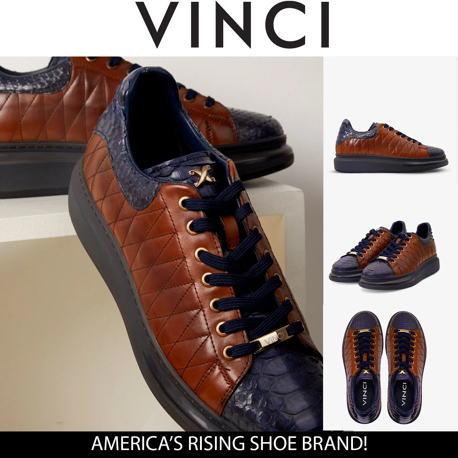 The Adler Pyht  Snk Skin Tan & Navy Men Sneaker - Image 7