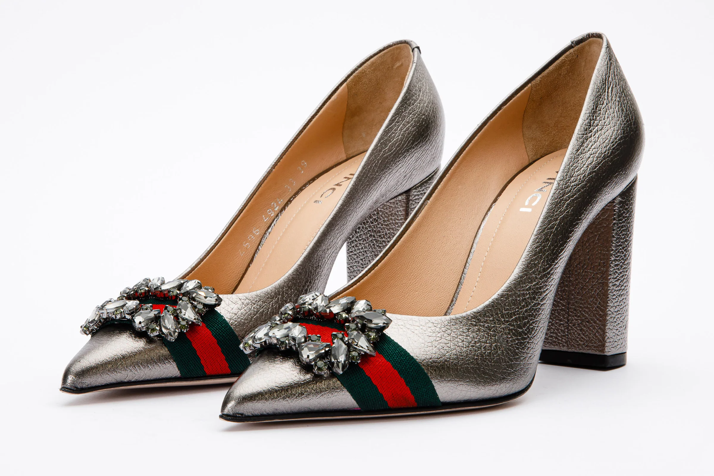 The Afega Silver Leather Block Heel Pump Women Shoe - Image 3
