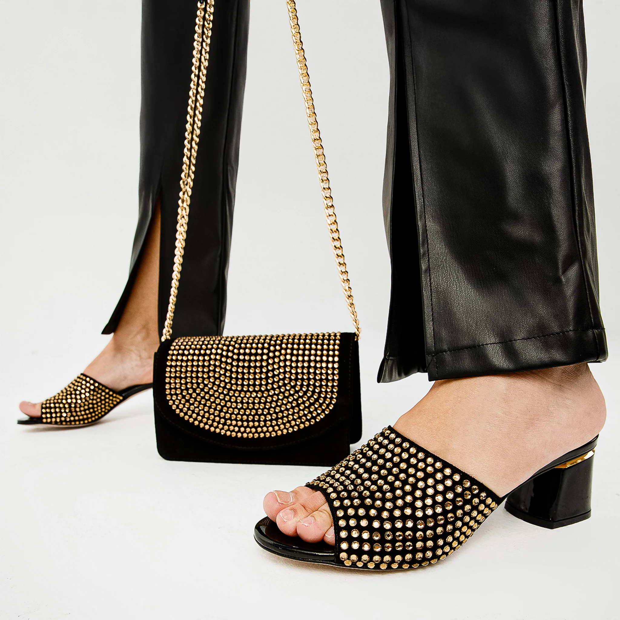 The Ailano Gold Glitter Leather Women Sandal - Image 7