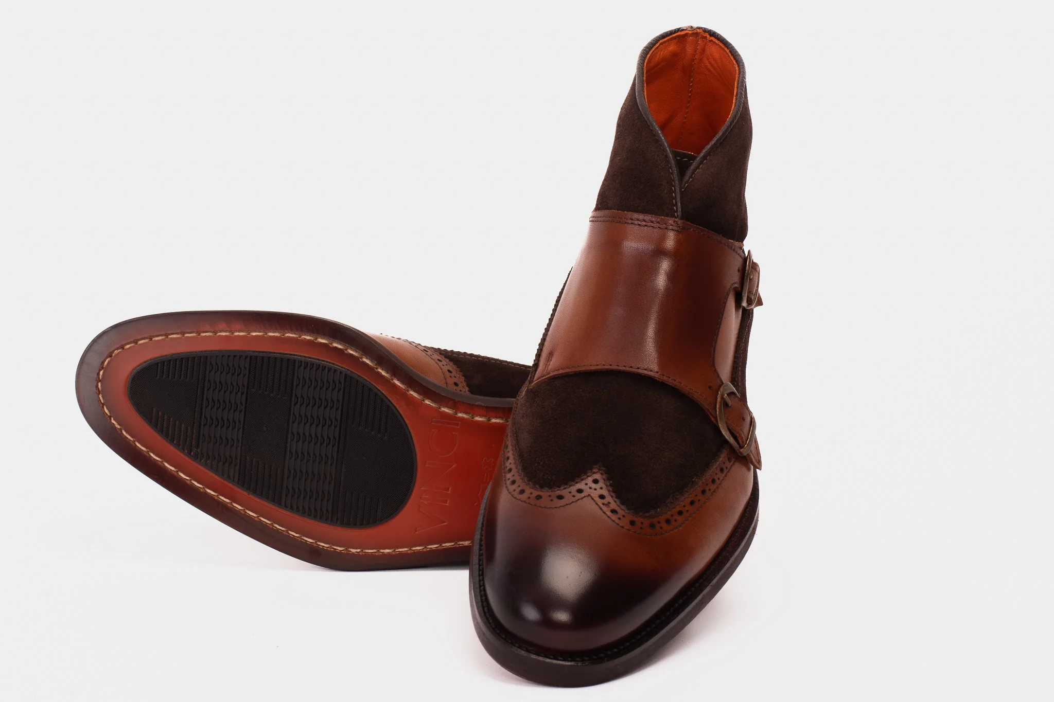 The Albus Tan Leather & Suede Double Strap Monk Brogue Men Boot - Image 6