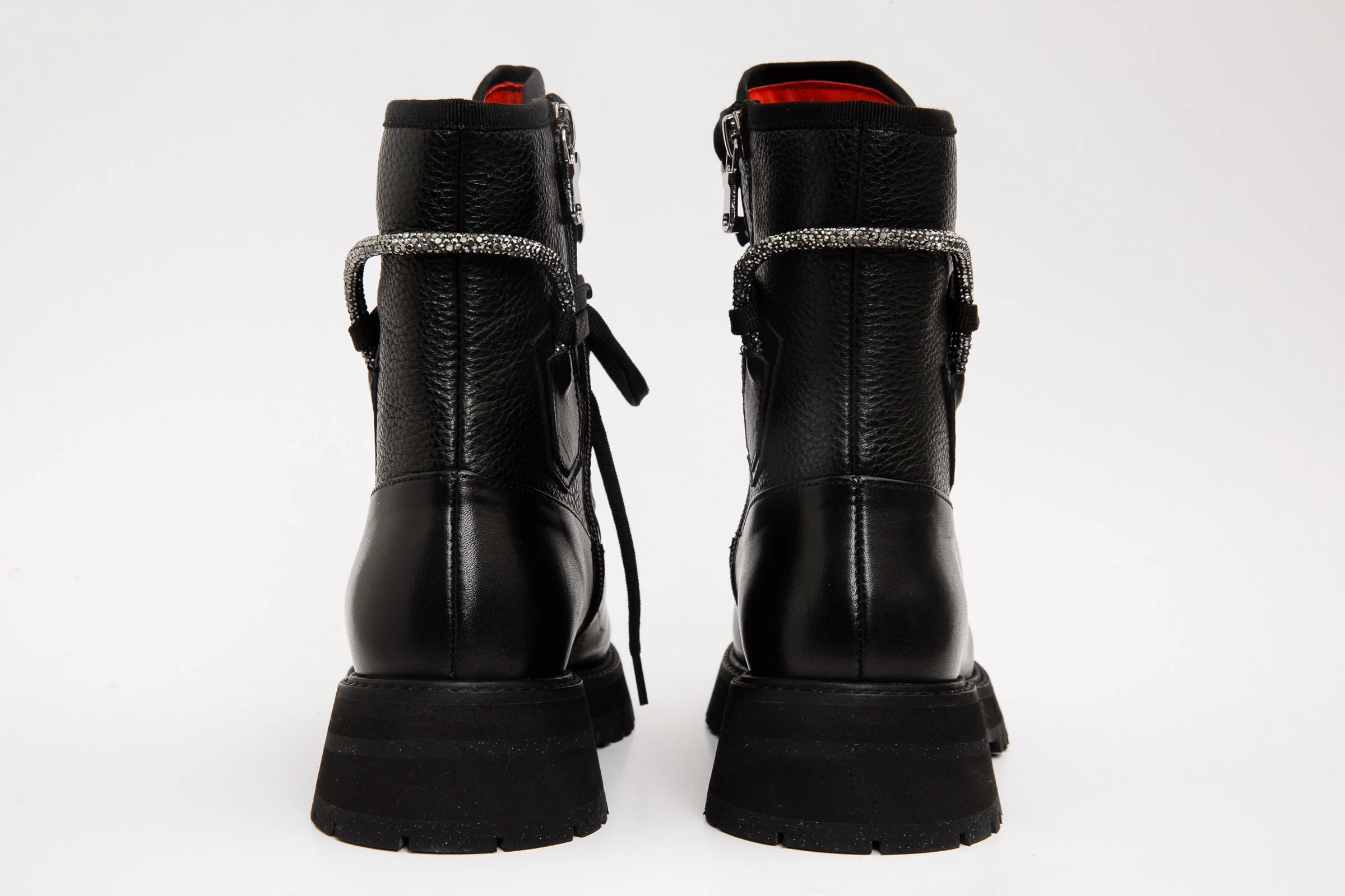 The Arata Black Leather Lace-Up Ankle Women Boot With a Side Zipper - Image 5