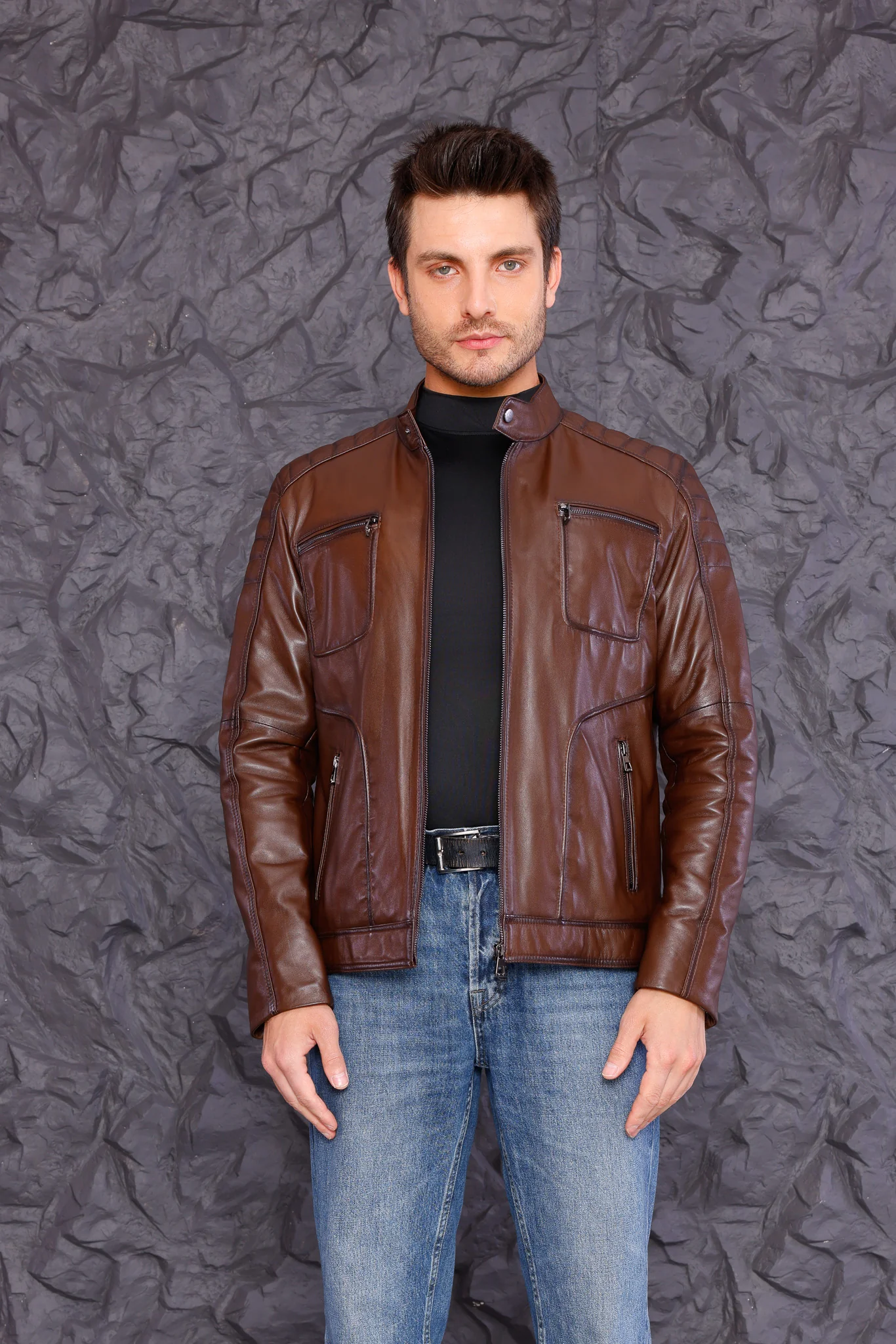 The Argento Brown Leather Jacket - Image 5