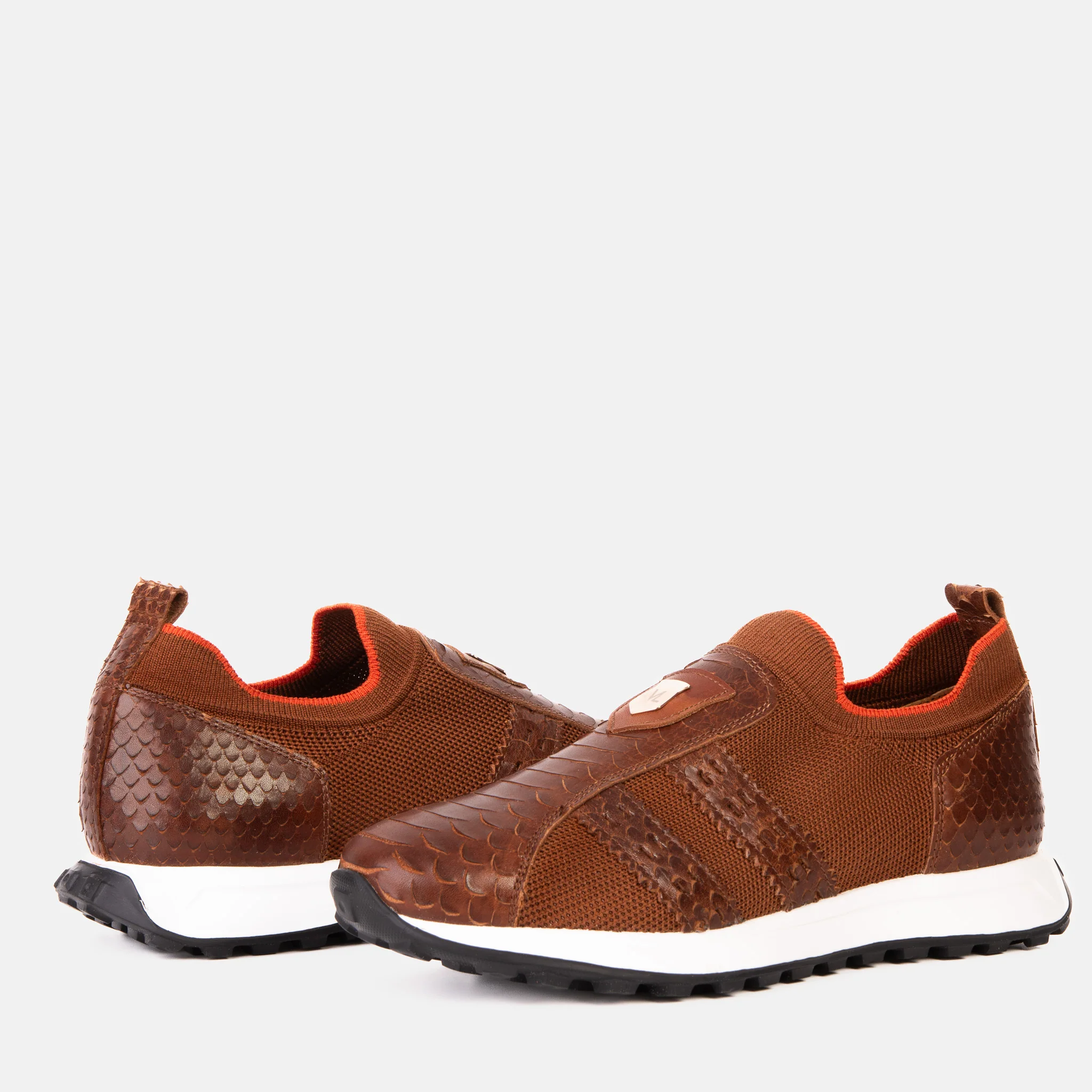 The Aslan Tan Knitted & Leather Men Sneaker - Image 3