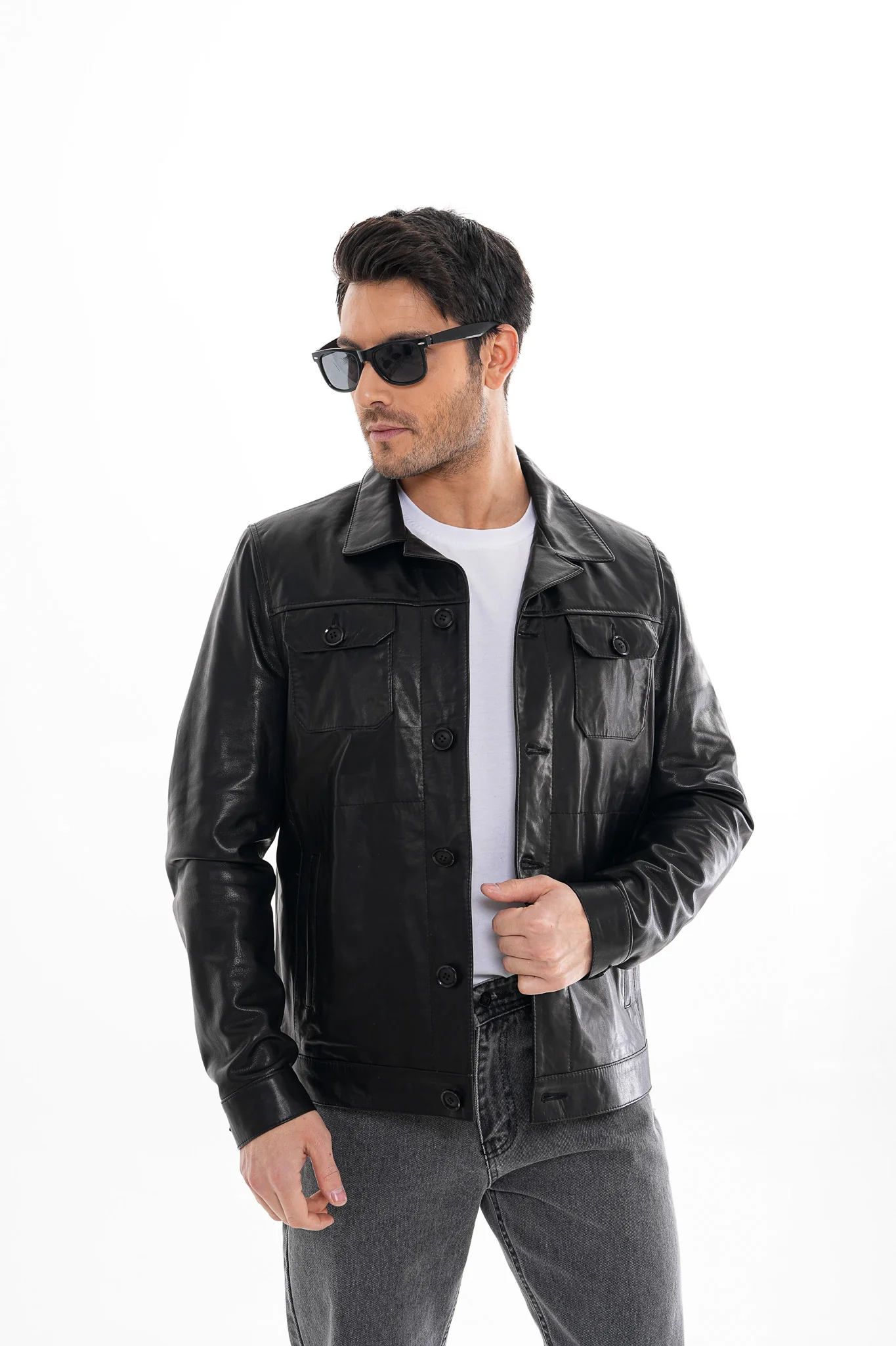 The Azzuro Black Leather Jacket - Image 6