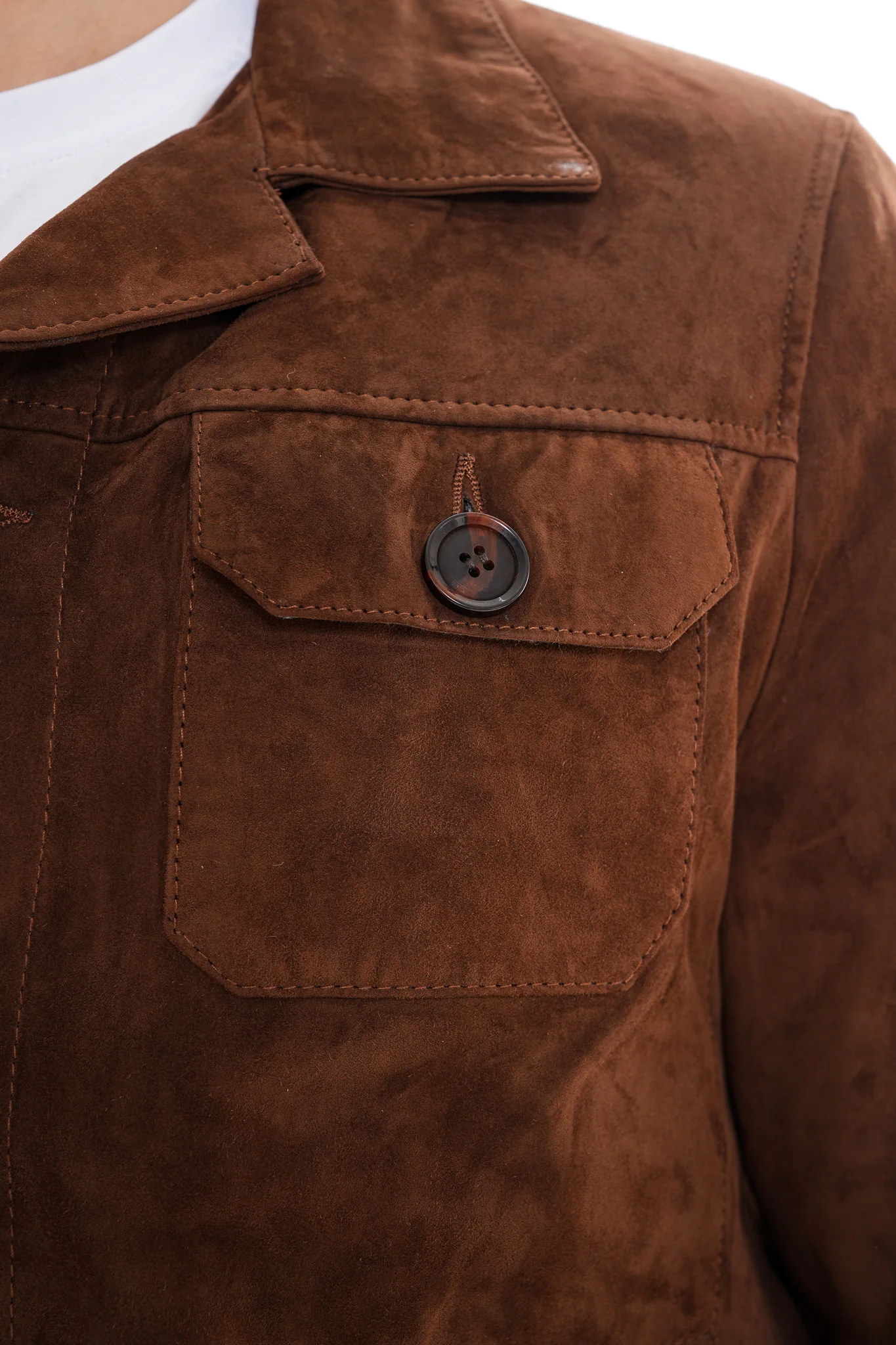 The Azzuro Suede Brown Leather Jacket - Image 5