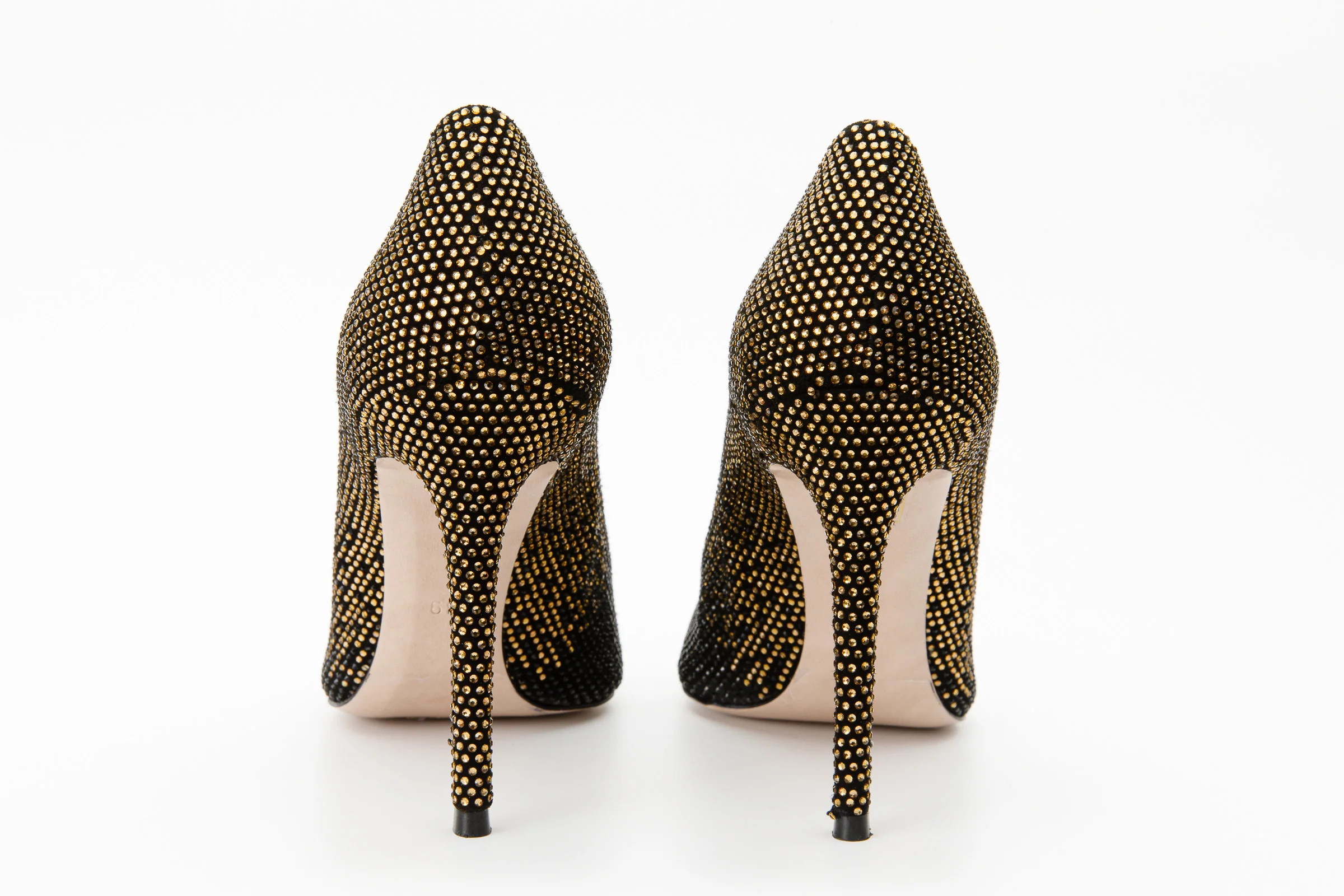 The Bago Black & Gold Glitter Leather Pump Women Shoe - Image 4