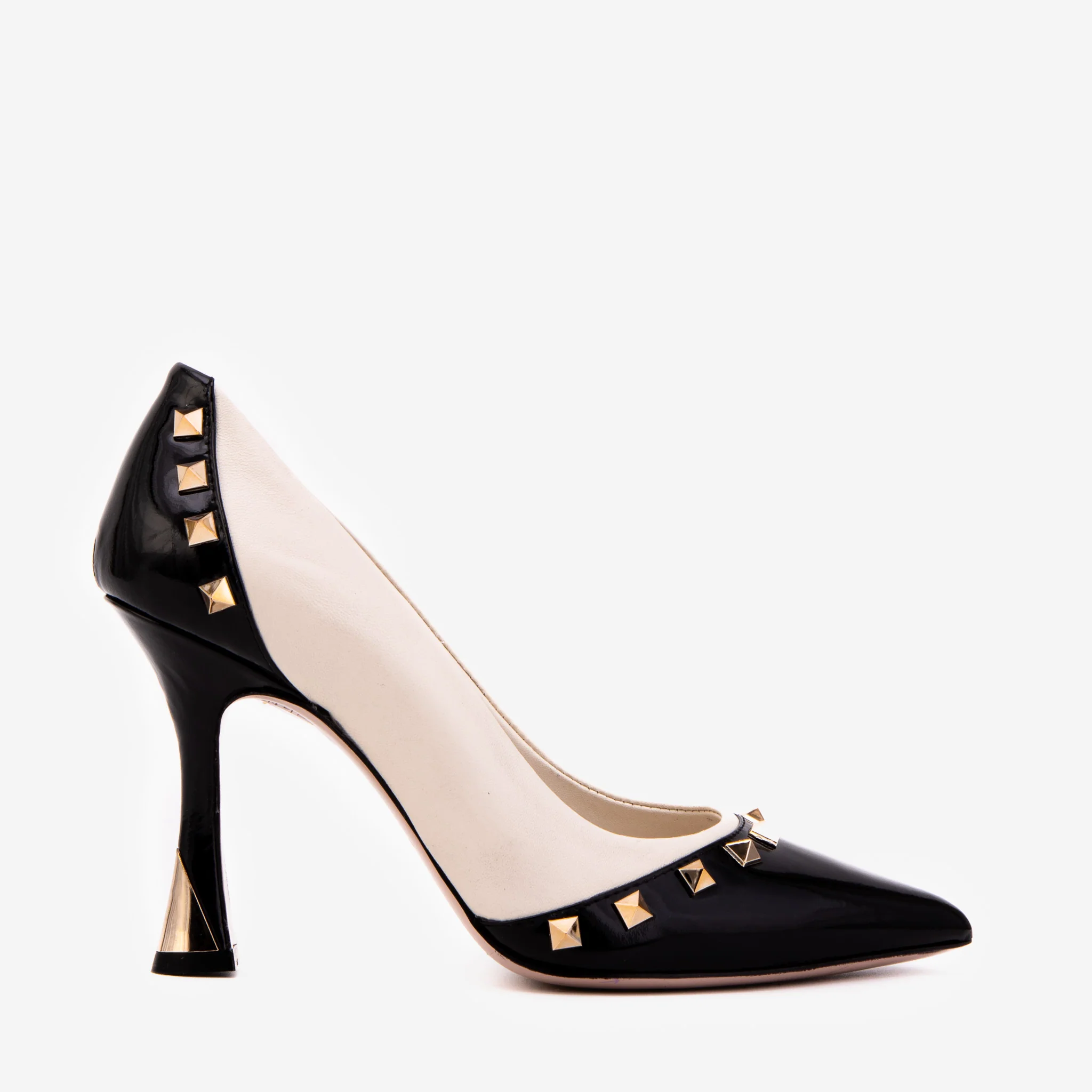 The Bella Vita Studded Beige & Black Leather Pump Women Shoe - Image 2