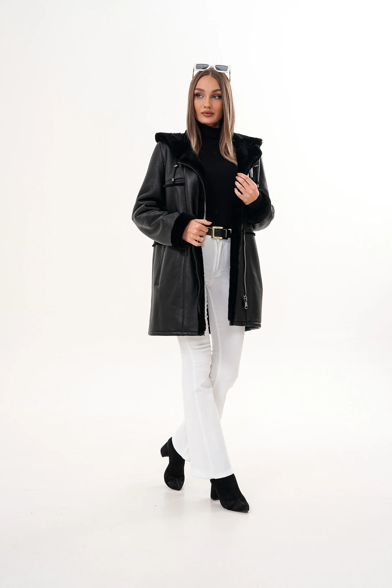 The Belluna Black Shearling Women Jacket - Image 5