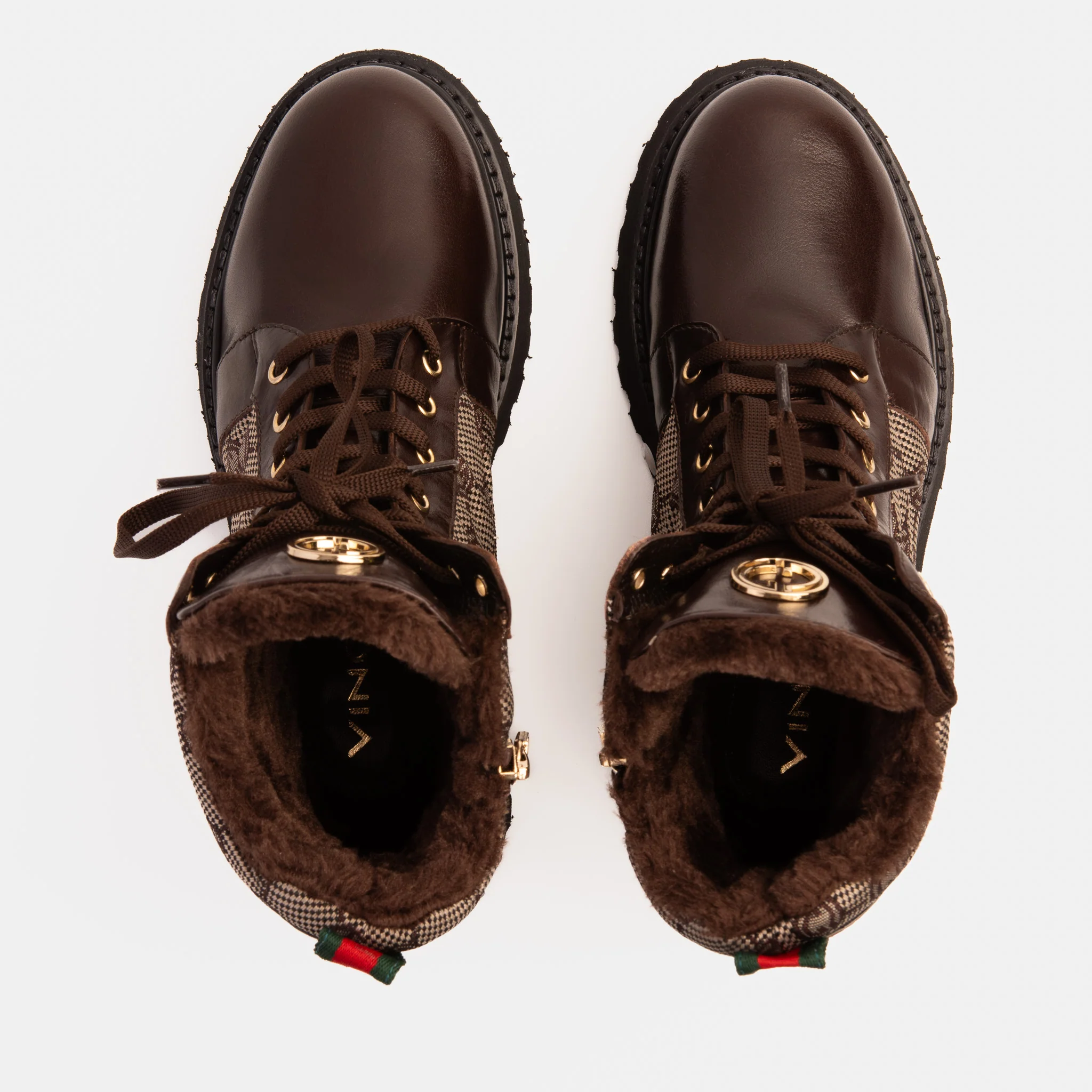 The Boston Brown Leather Lace-Up Ankle Women Boot With a Side Zipper - Image 7