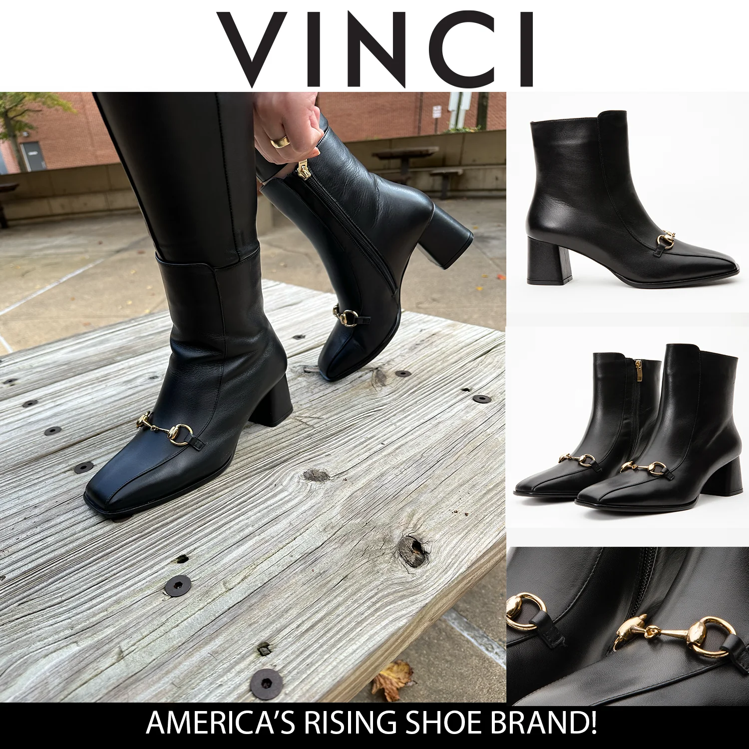 The Bukres Black Leather Block Heel Women Boot - Image 11
