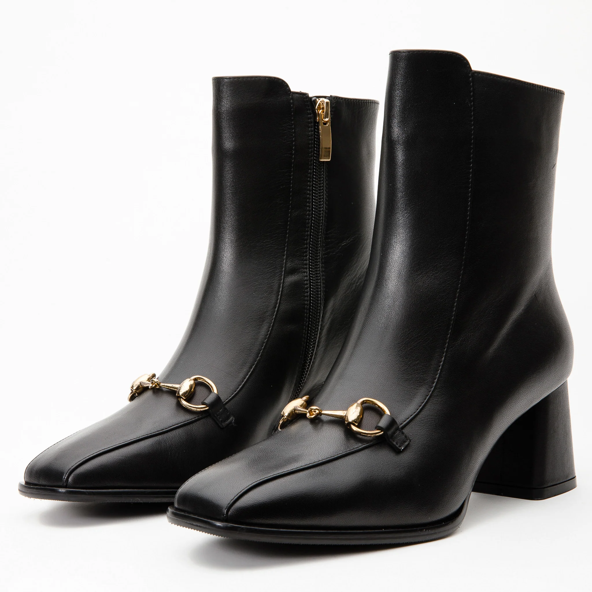 The Bukres Black Leather Block Heel Women Boot - Image 4