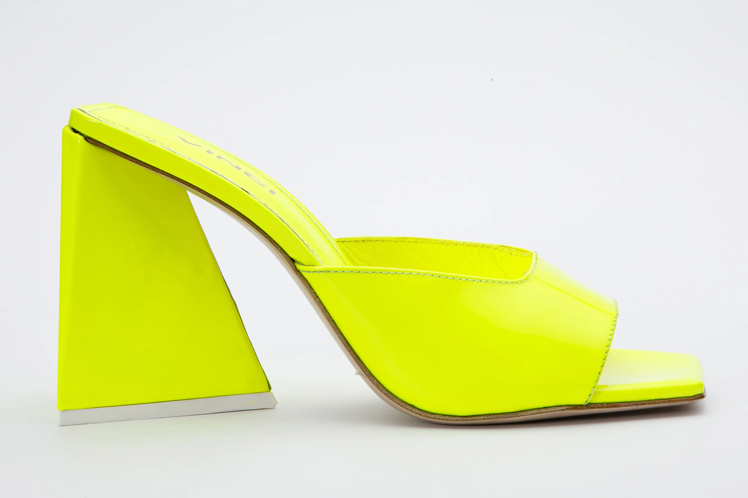 The Butterfly Block Heel Neon Yellow Patent Leather Sandal Final Sale! - Image 3