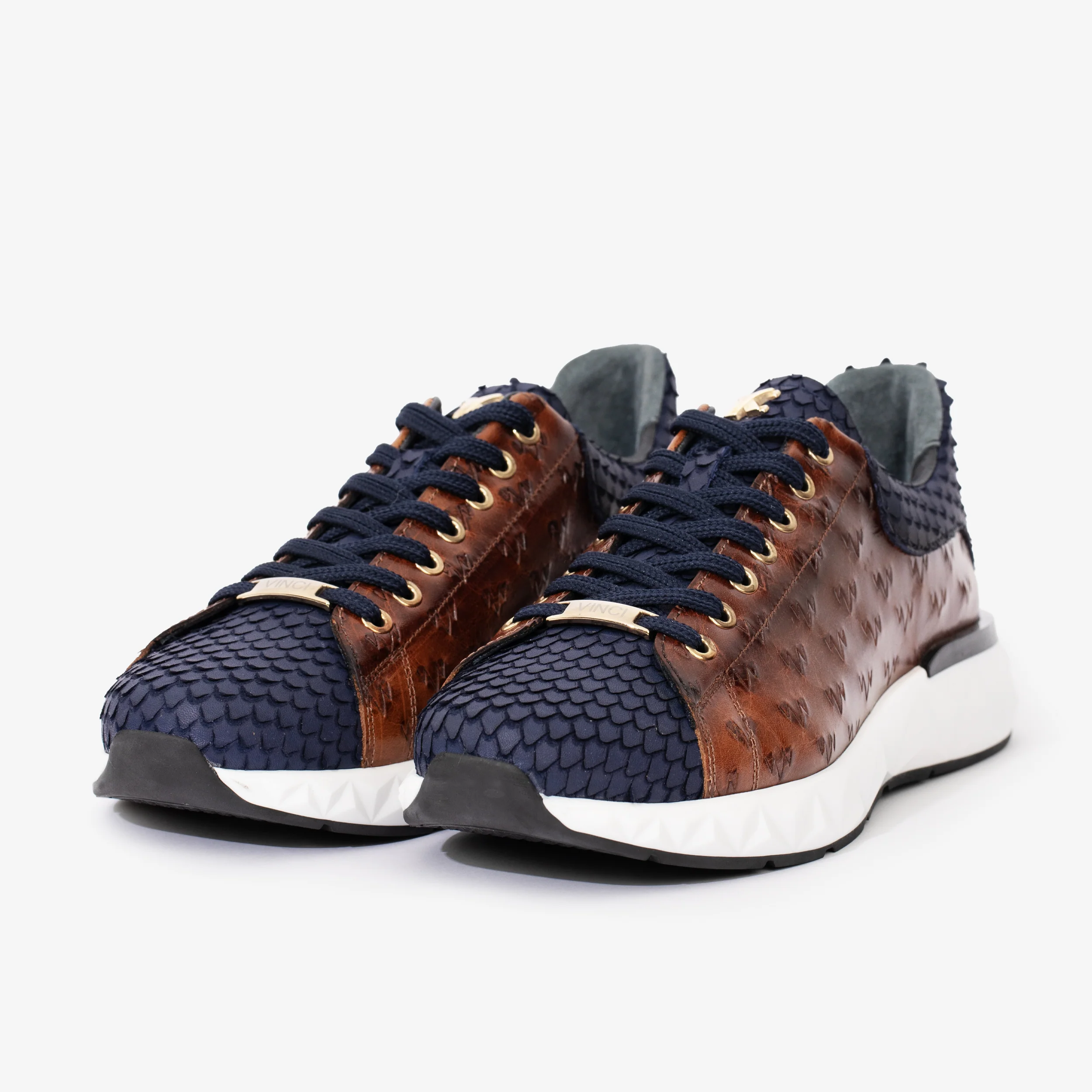 The Caesars Navy & Tan Leather Men Sneaker - Image 3