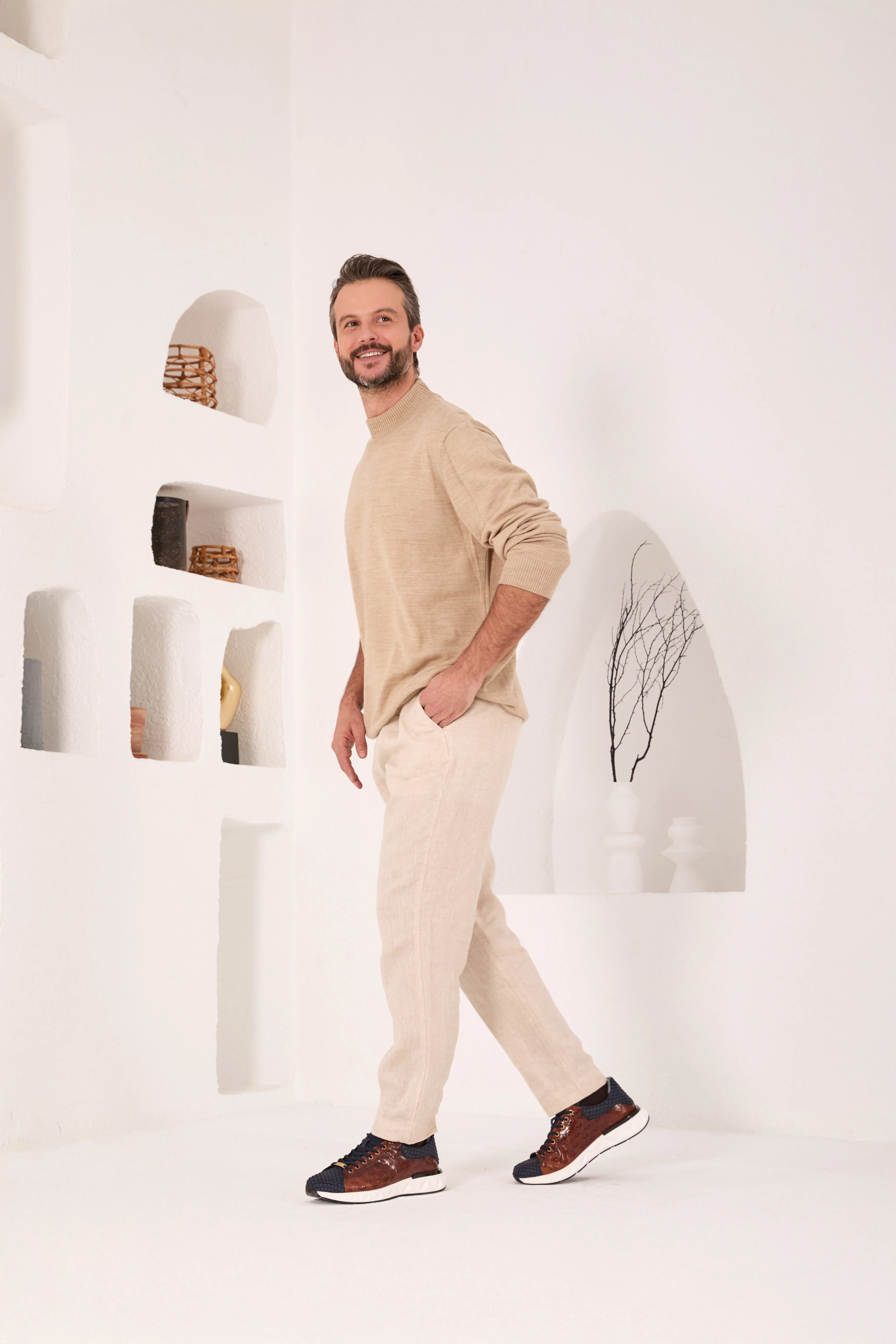 The Caesars Navy & Tan Leather Men Sneaker - Image 9
