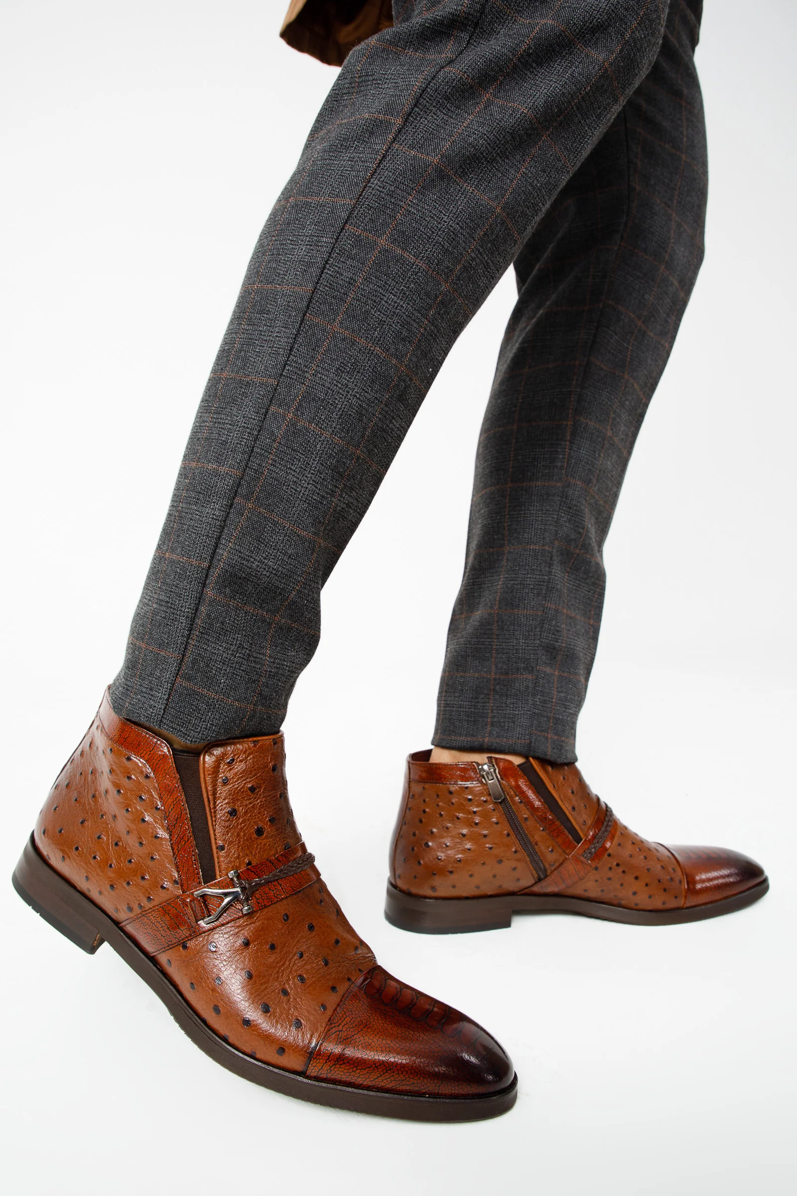 The Dallas Tan Leather Bit Ankle Zip-Up Dress Men Boot - Image 12