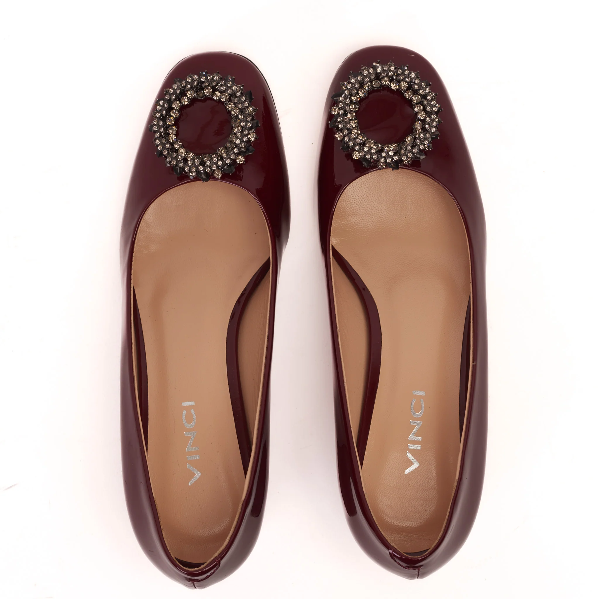 The Danish Burgundy Patent Leather Block Heel Pump Women Shoe - Image 4