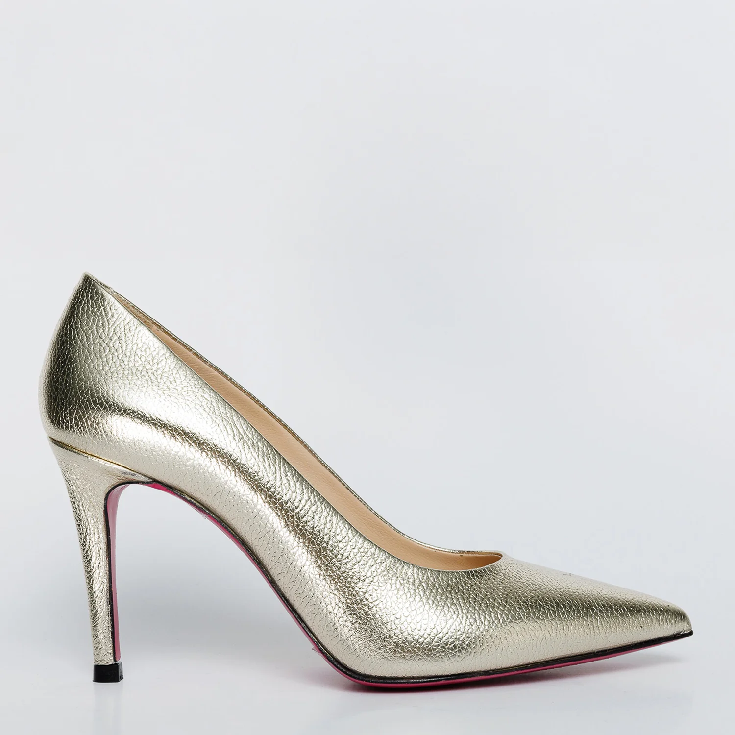 The Ege Gold Leather Pump Fuchsia Sole Women Shoe - Image 2