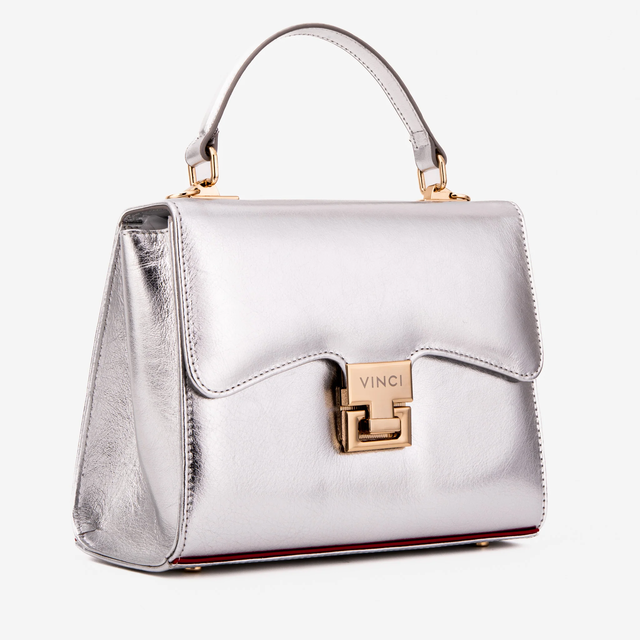 The Ege Silver Leather Handbag - Image 2