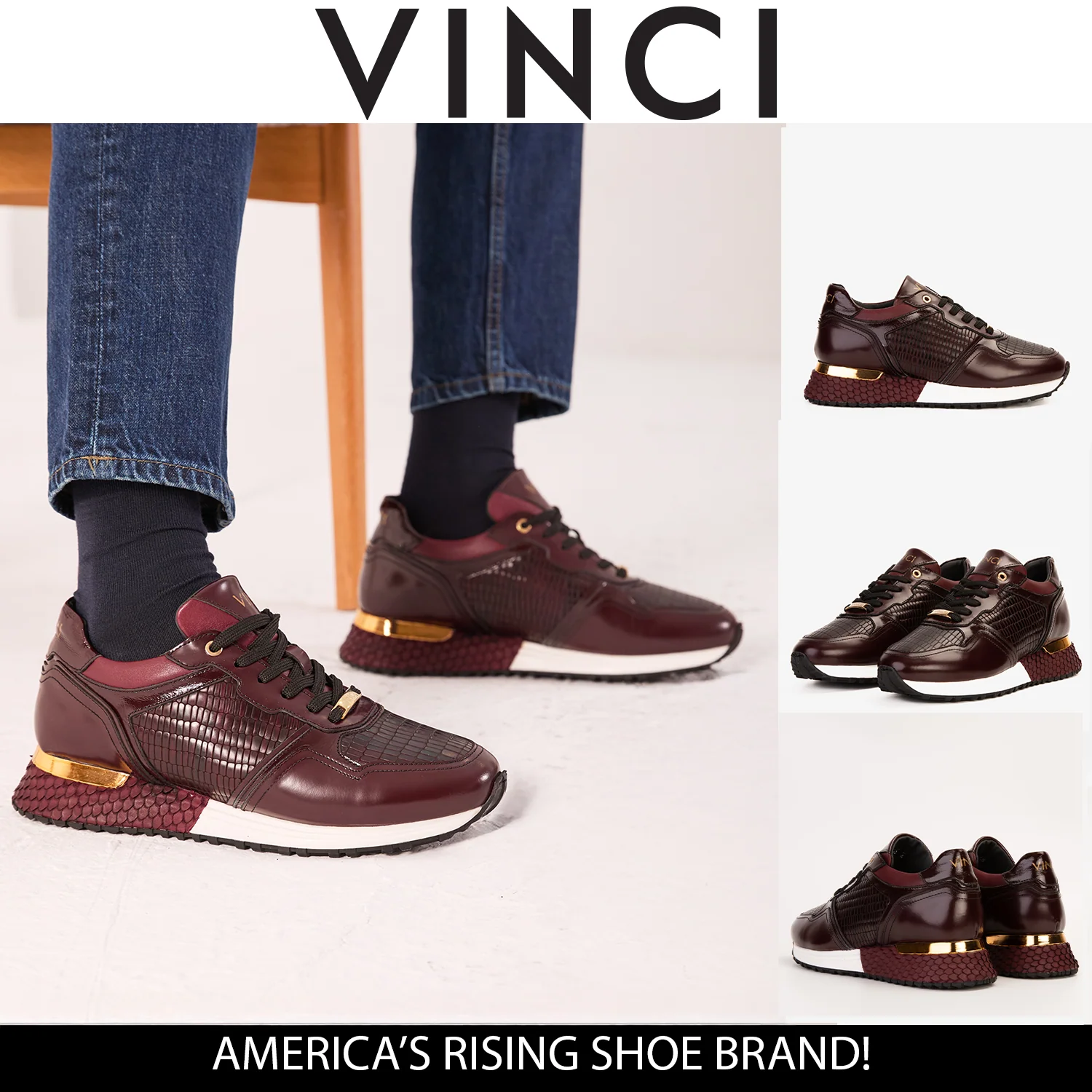 The Empire Burgundy Leather Men Sneaker - Image 21