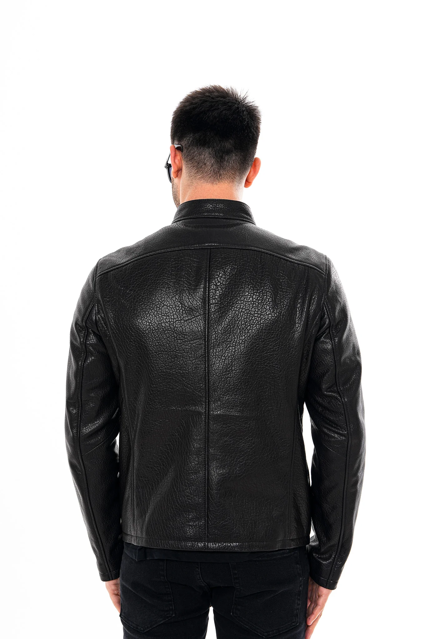 The Falcon Black Pebbled Leather Men Jacket - Image 5