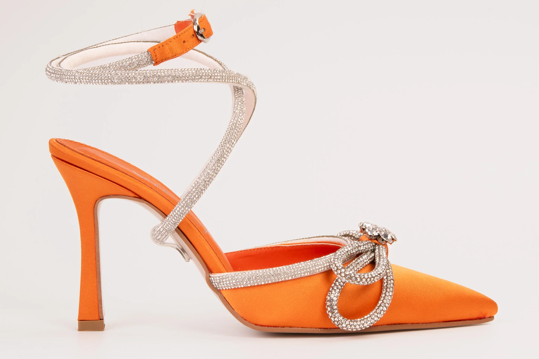 The Floransa Orange Leather Pointy Toe Ankle Strap Women Sandal Final Sale! - Image 5