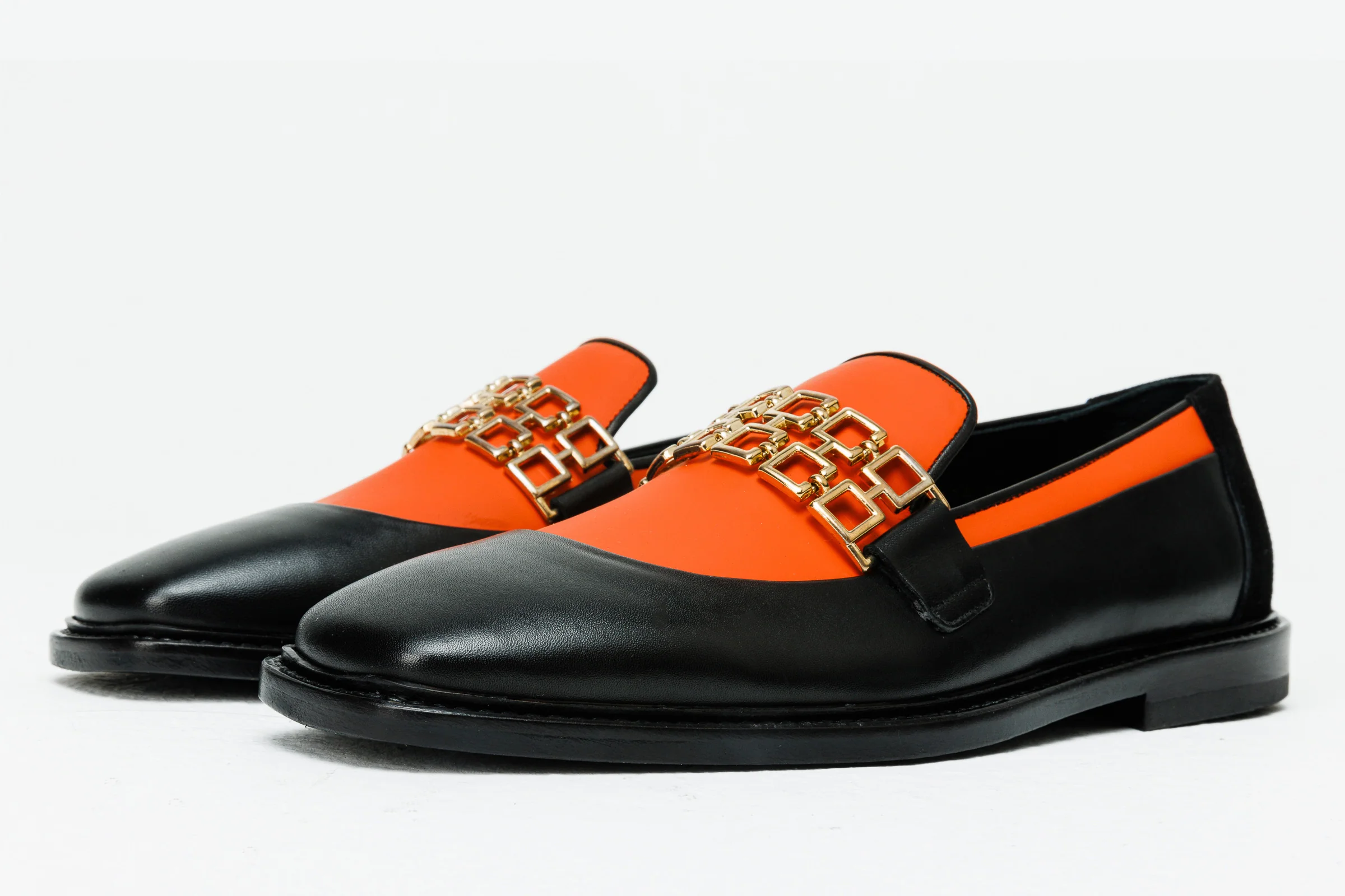 The Gemena Black & Orange Leather Bit Dress Loafer Men Shoe  Final Sale! - Image 2