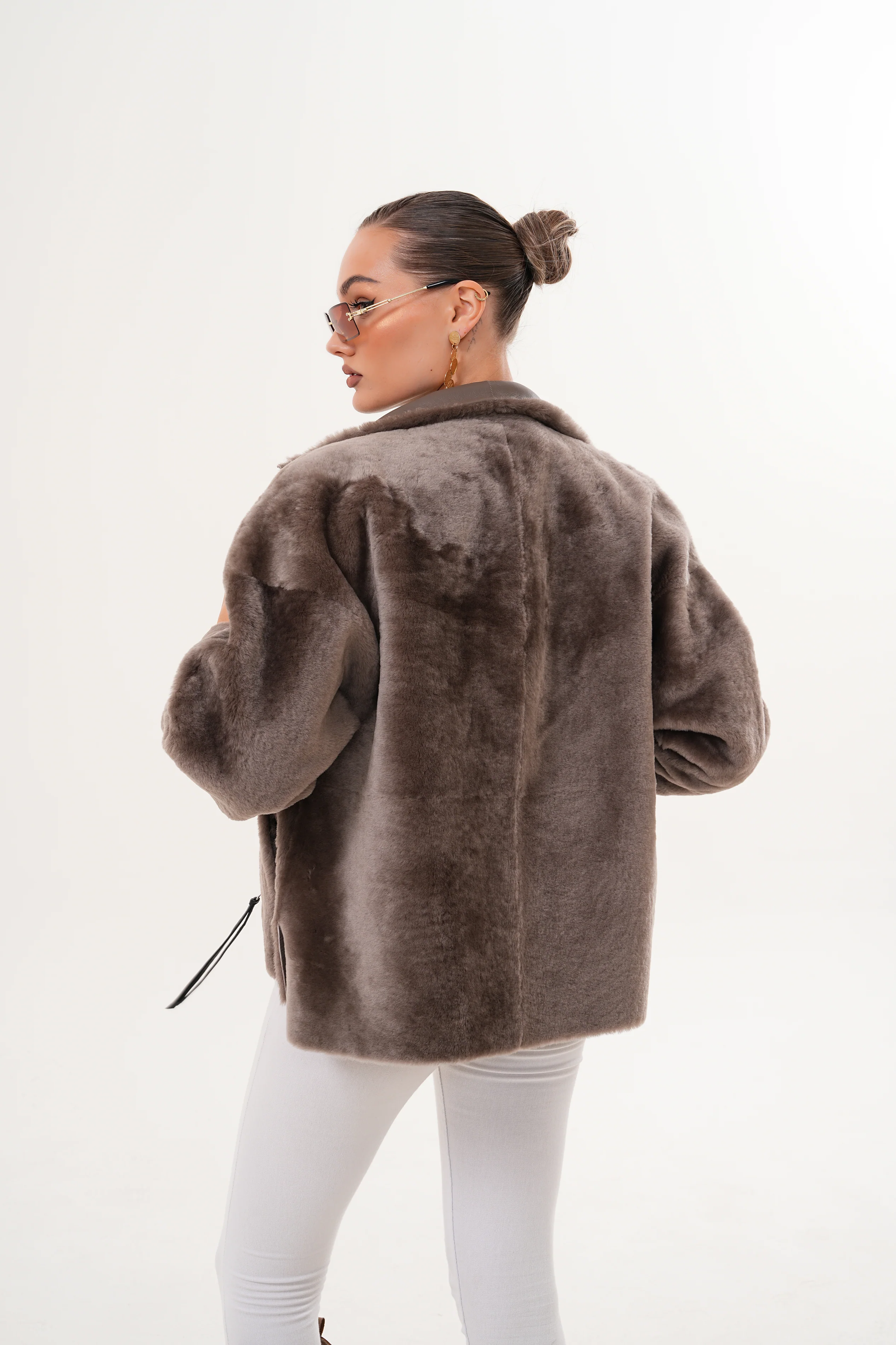 The Geneva Reversible Shearling Leather Women Jacket - Image 13