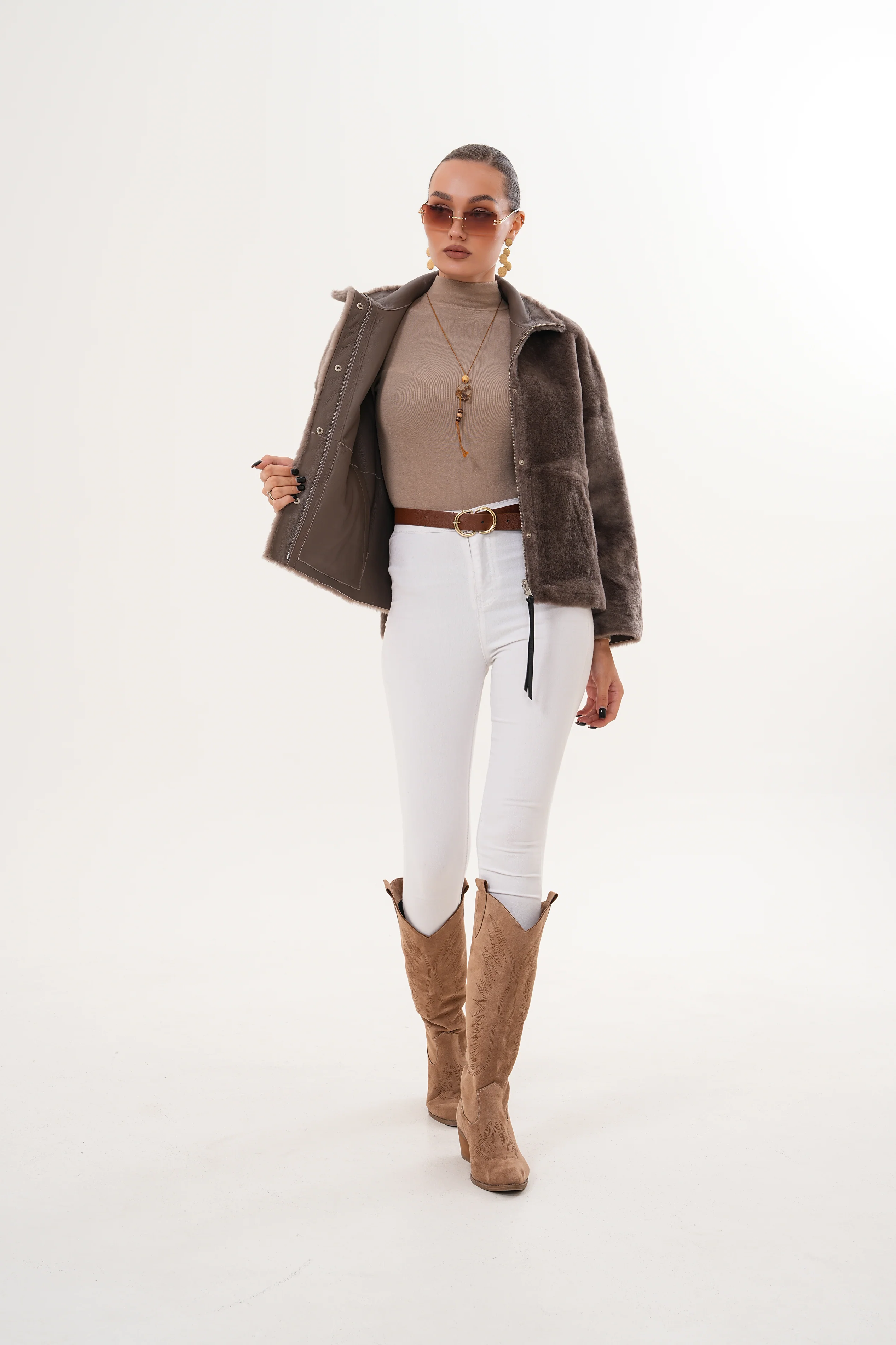 The Geneva Reversible Shearling Leather Women Jacket - Image 9