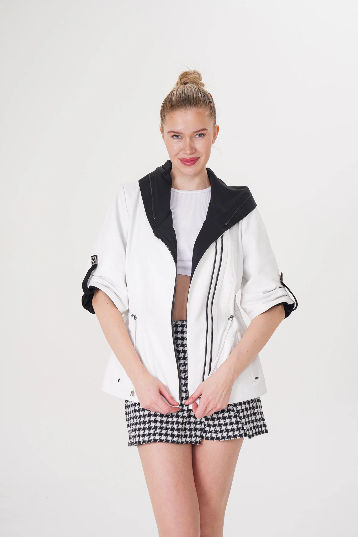 The Hudson White Leather Women Jacket - Image 12