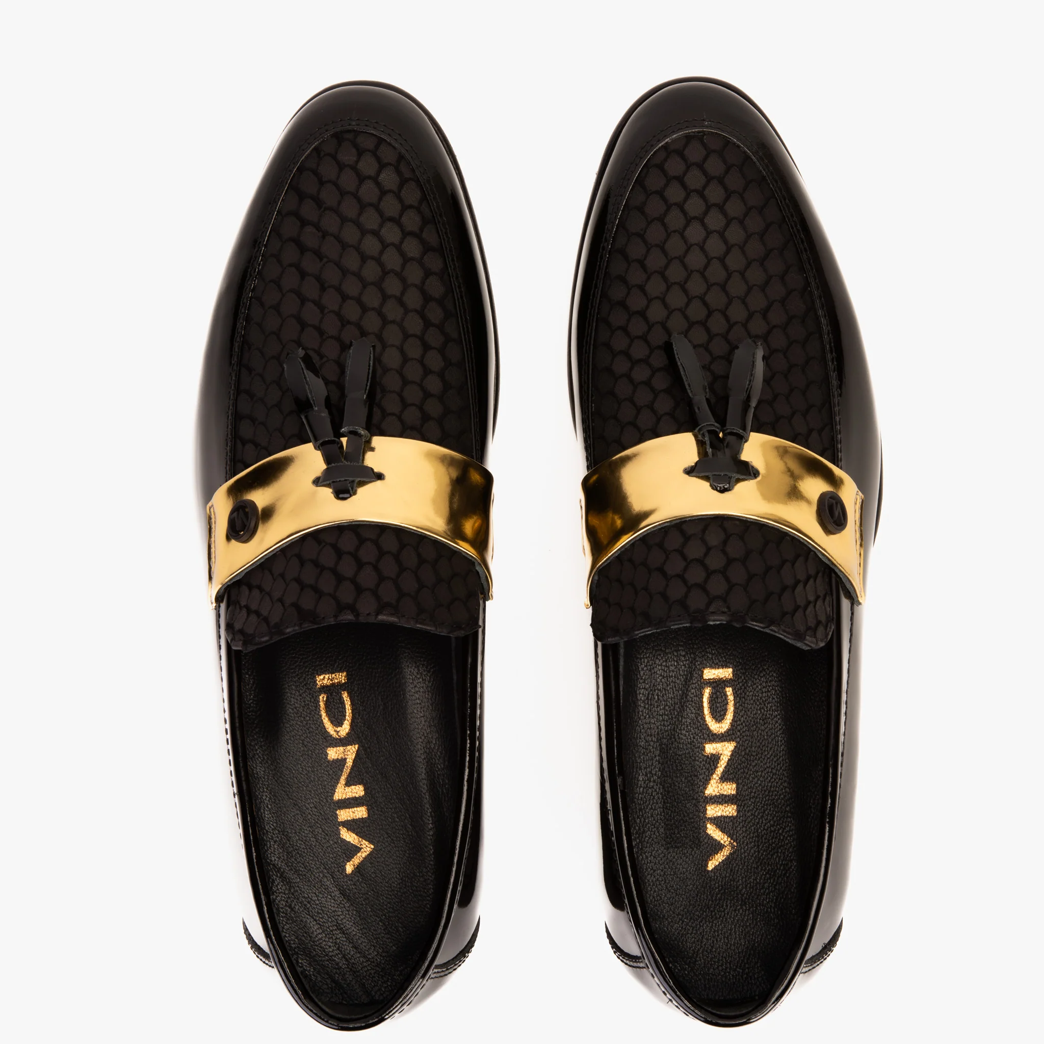 The Imperial Black & Gold Leather Men Dress Shoe - Image 7