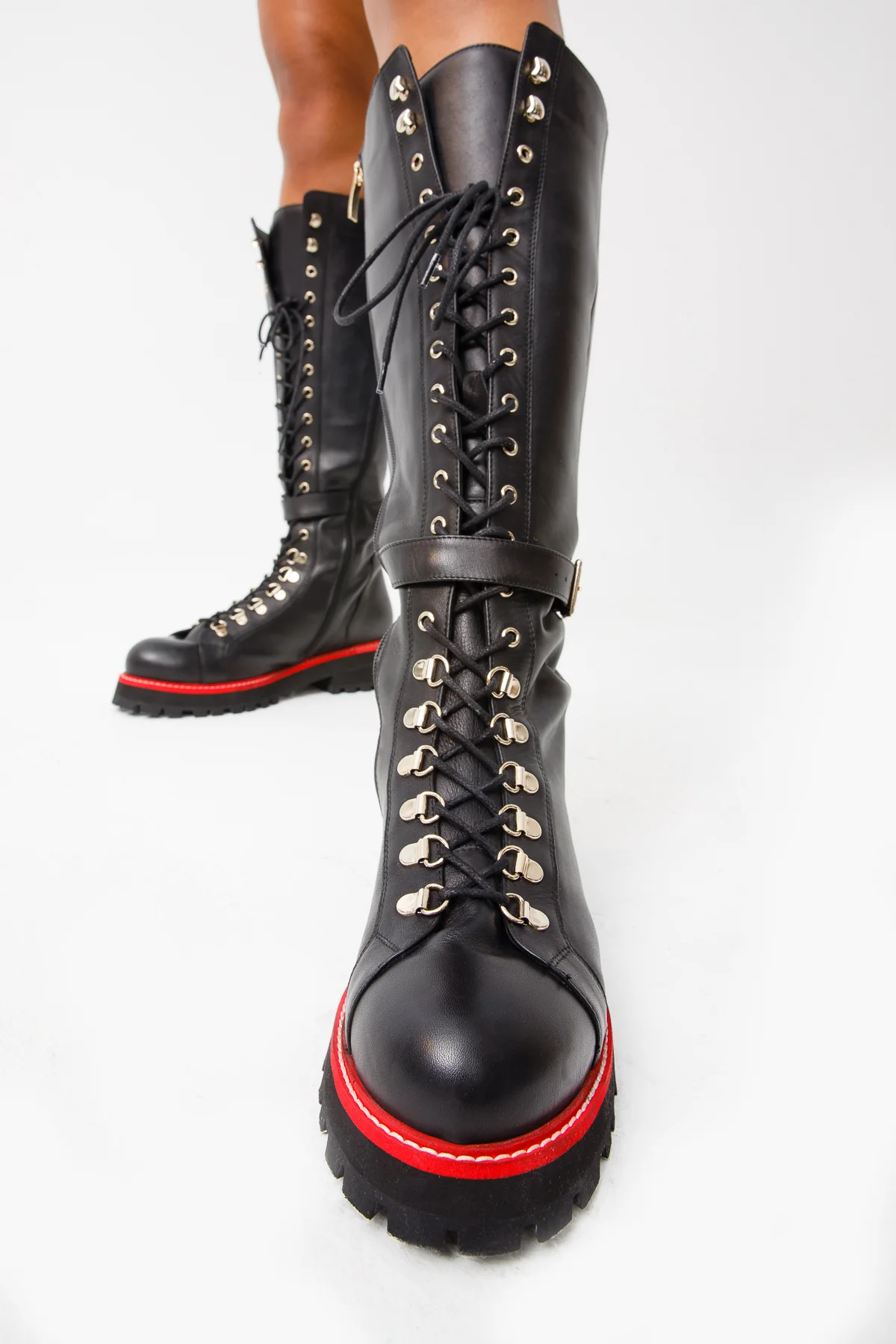 The Istinye Black Leather Knee High Lace-Up Women Boot Limited Edition - Image 9