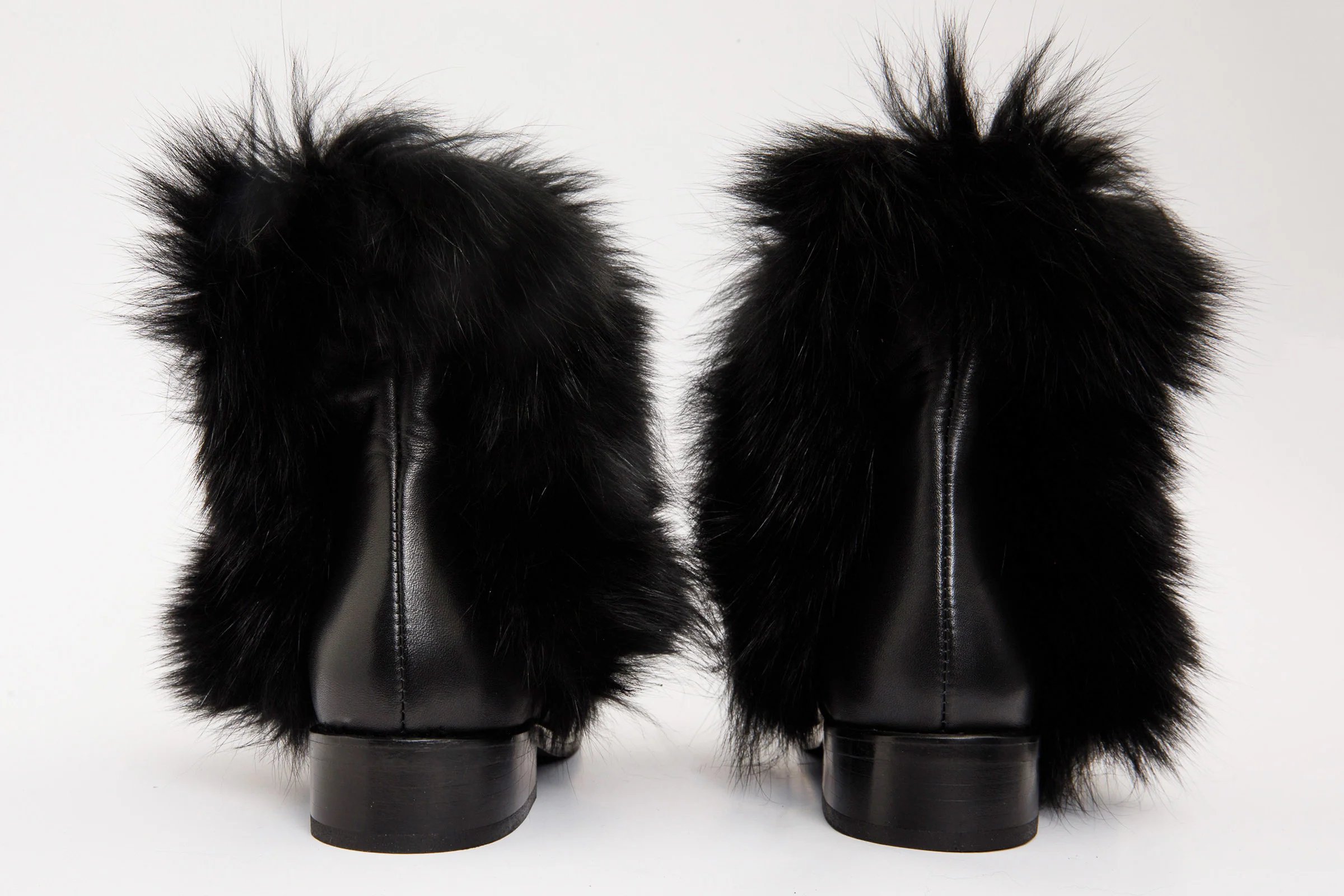 The Izmir Black Leather Natural Fur Mid Calf Women Boot - Image 6