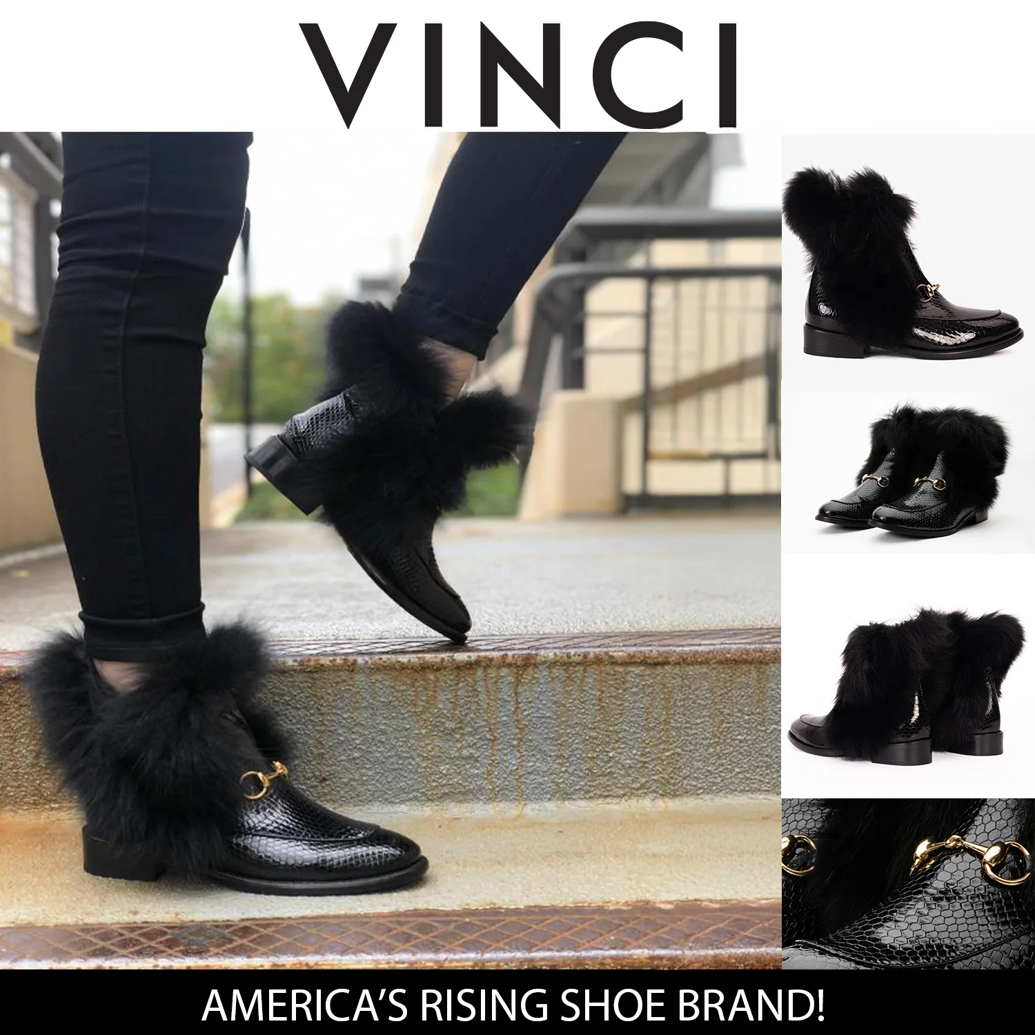 The Izmir Black Patent Leather Natural Fur Mid Calf Women Boot - Image 23