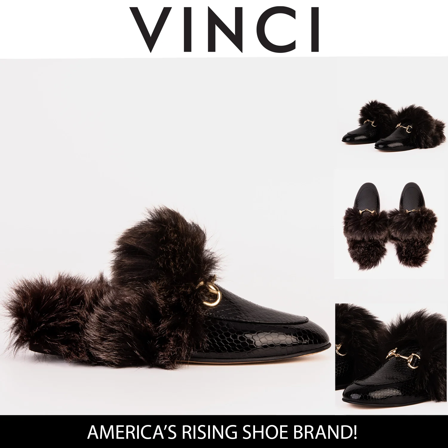 The Izmir Black Patent Leather Natural Fur Women Slipper - Image 8